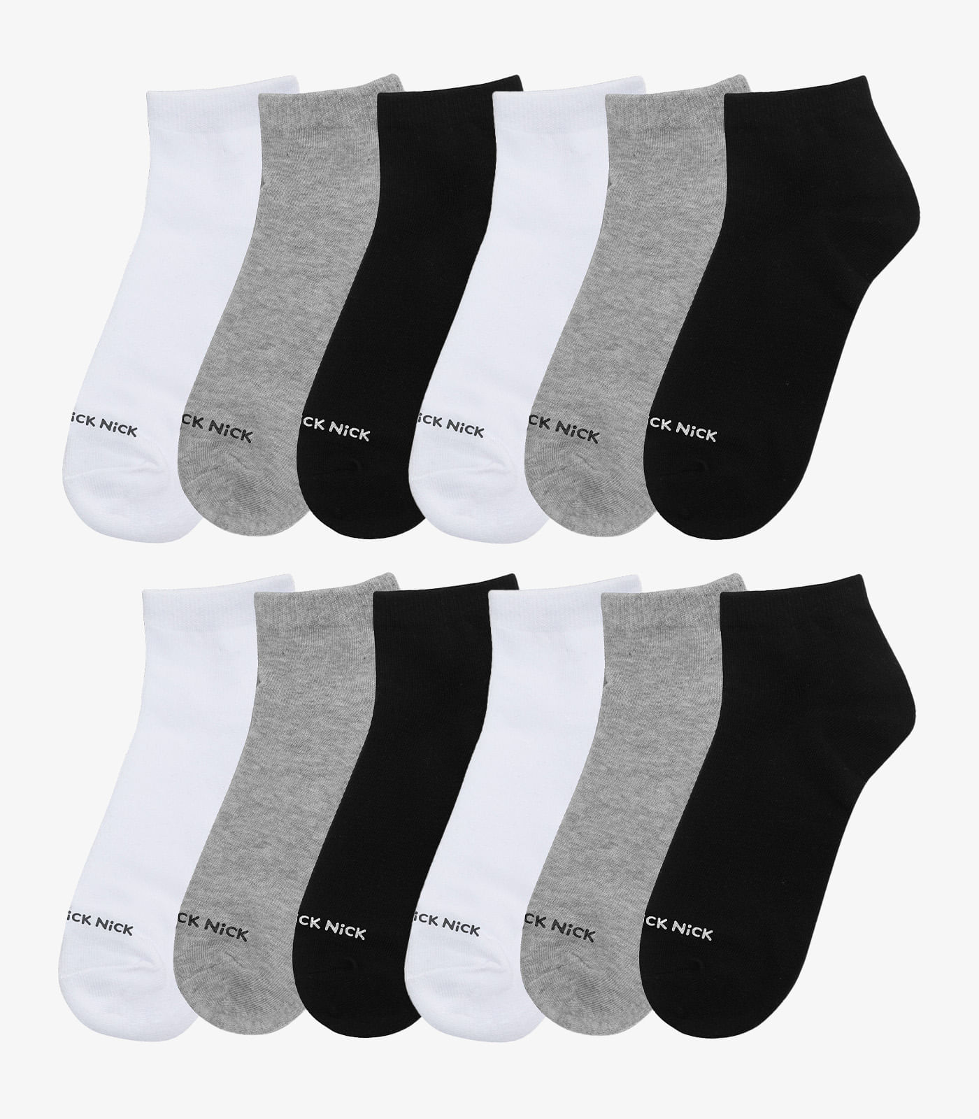 Kit 12 Pares De Meia Cano Curto Lisas Trick Nick Sortido - Imagem 3