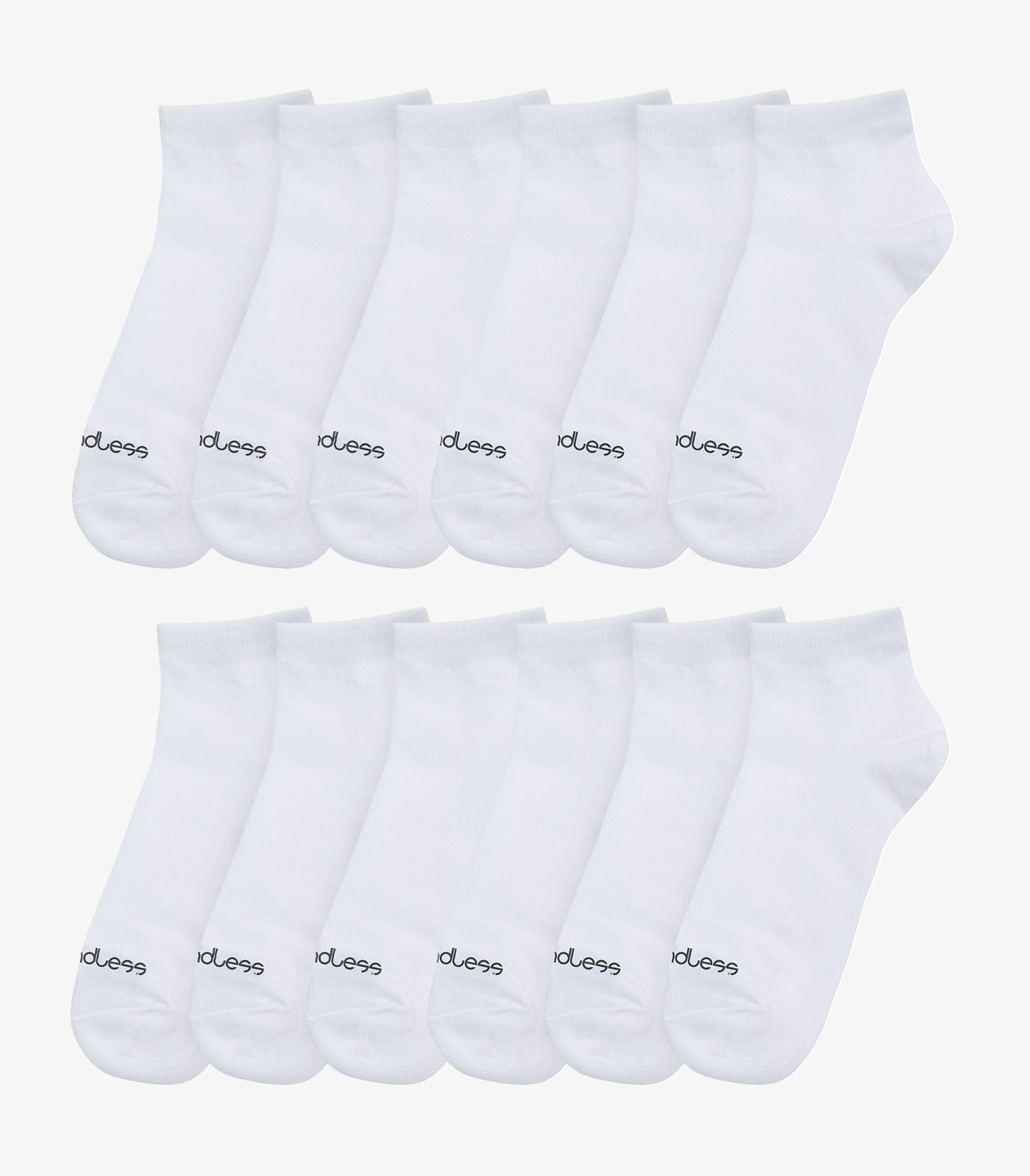 Kit 12 Pares De Meias Cano Curto Adulto Endless Branco