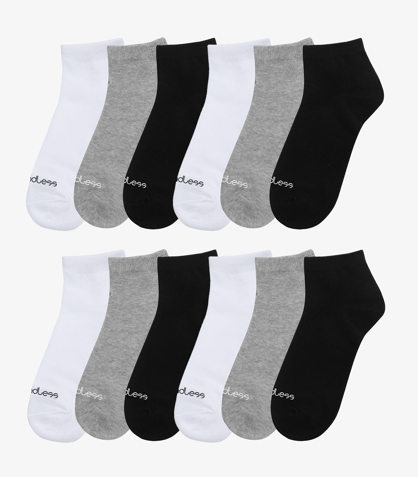 Kit 12 Pares De Meias Cano Curto Adulto Endless Sortido