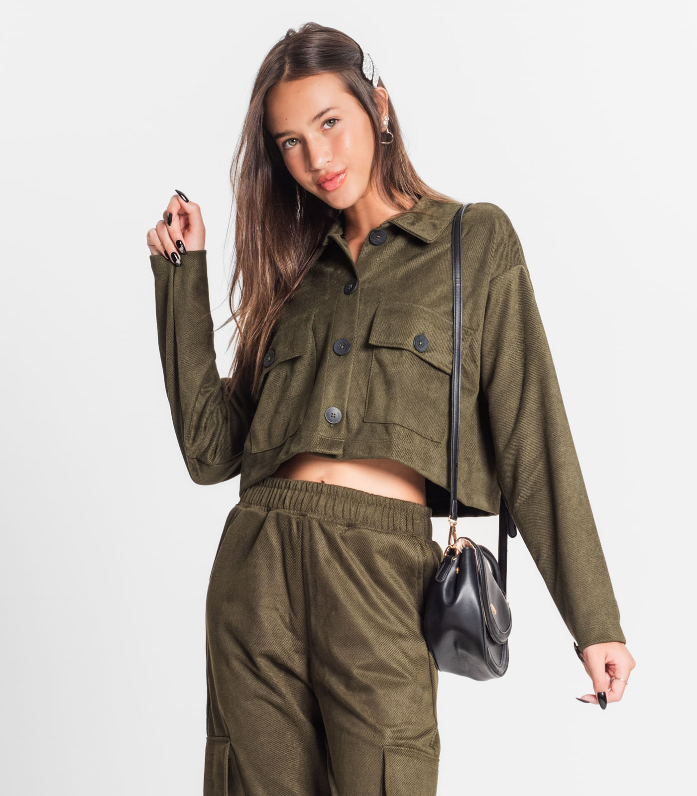 Casaco Juvenil Feminino em Suede Sarjado Minty Verde