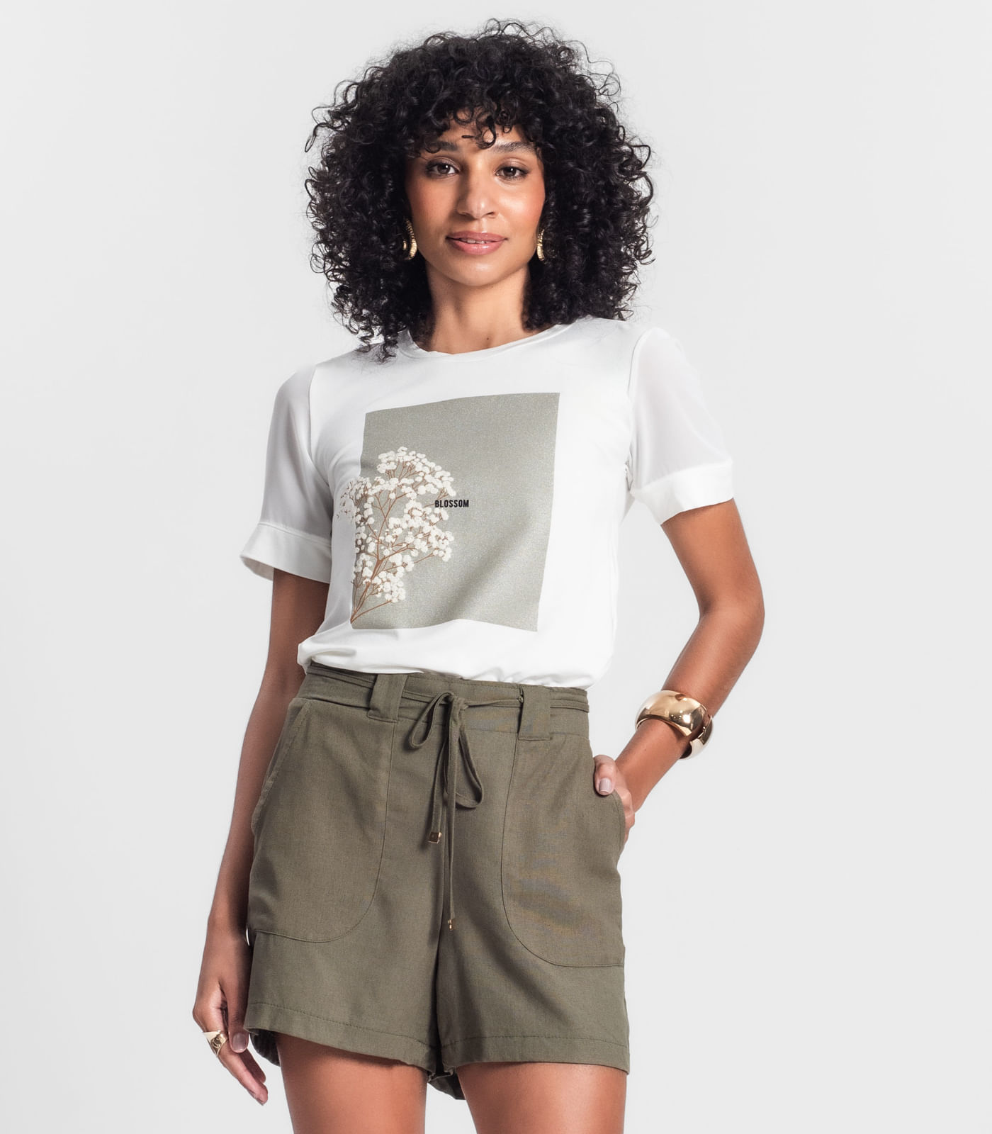 Blusa Feminina Manga Curta Rovitex Bege