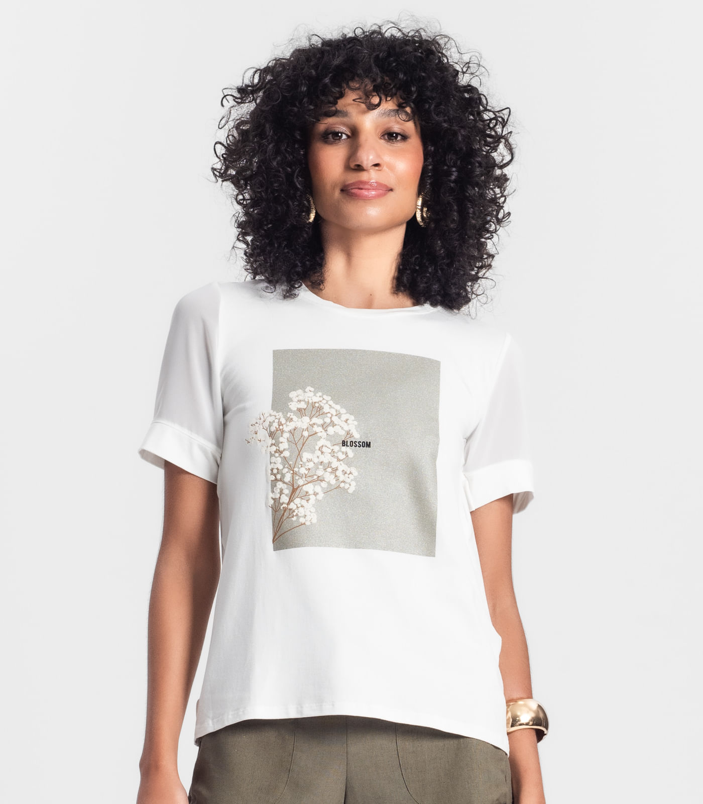 Blusa Feminina Manga Curta Rovitex Bege - Imagem 2