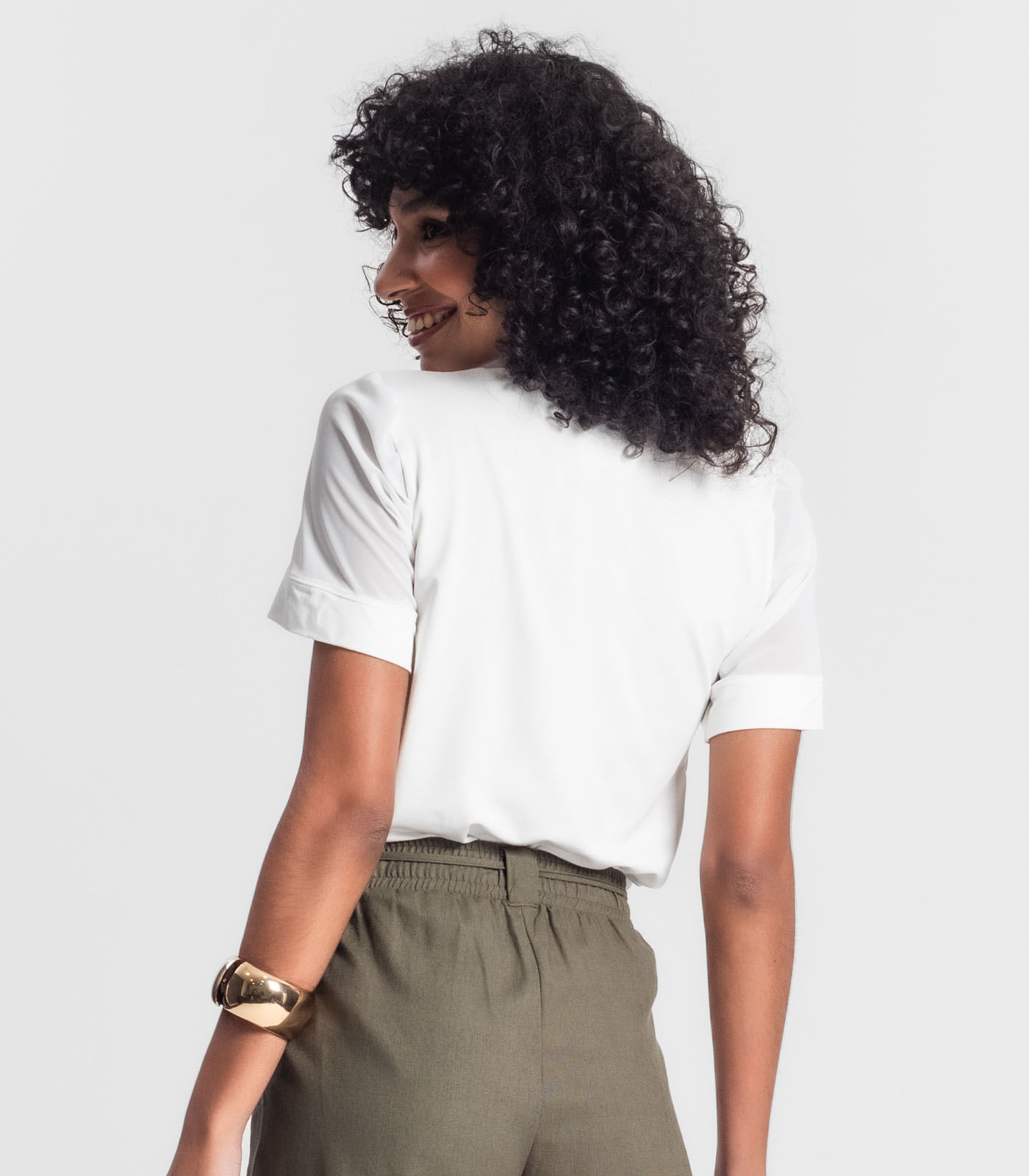 Blusa Feminina Manga Curta Rovitex Bege - Imagem 3