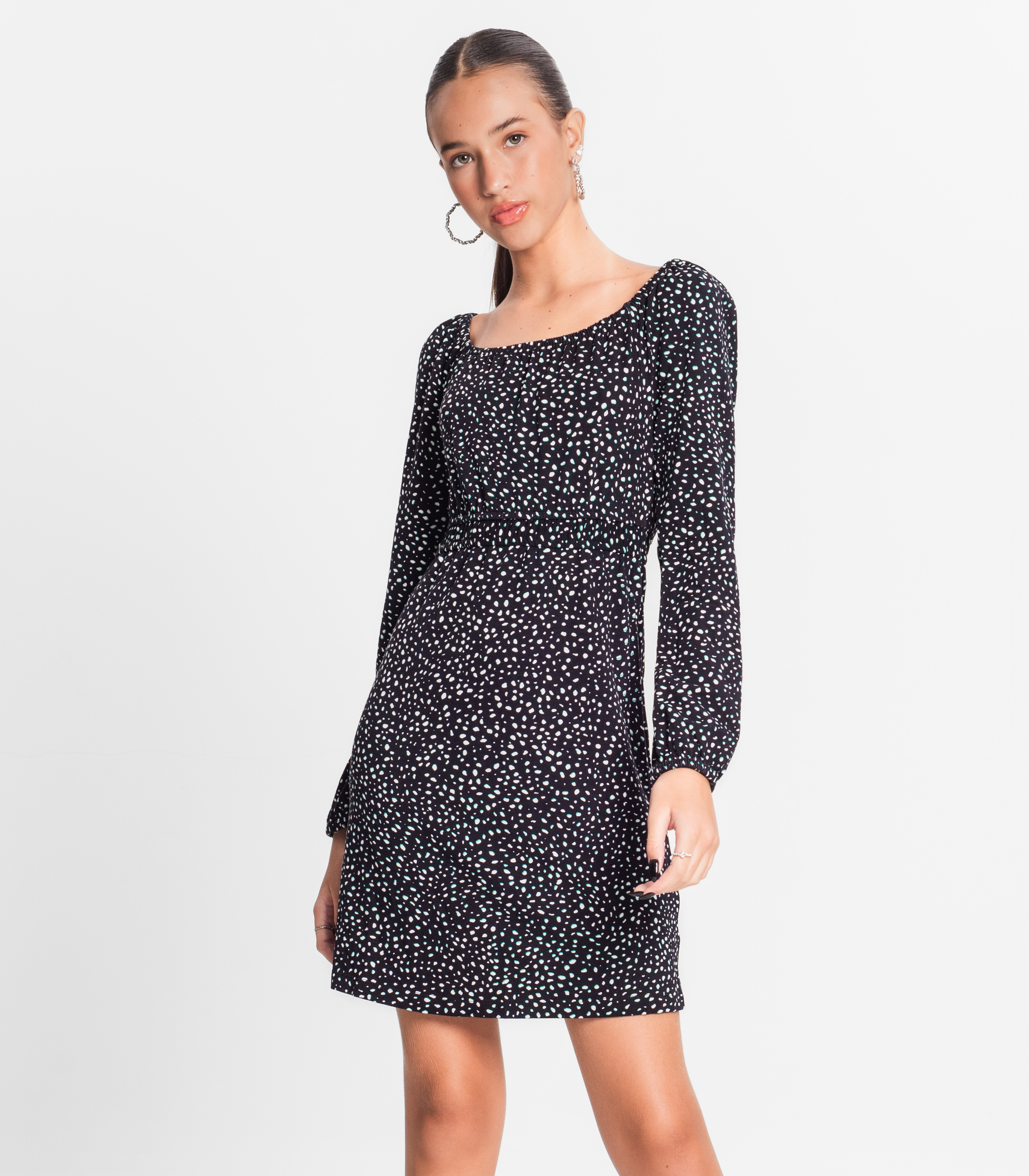Vestido Manga Longa Juvenil em Molecotton Minty Preto
