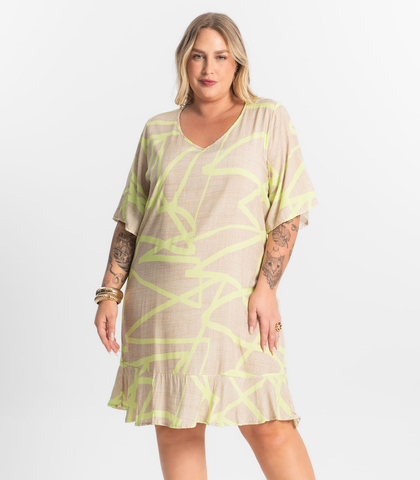 Vestido Curto Secret Glam Bege