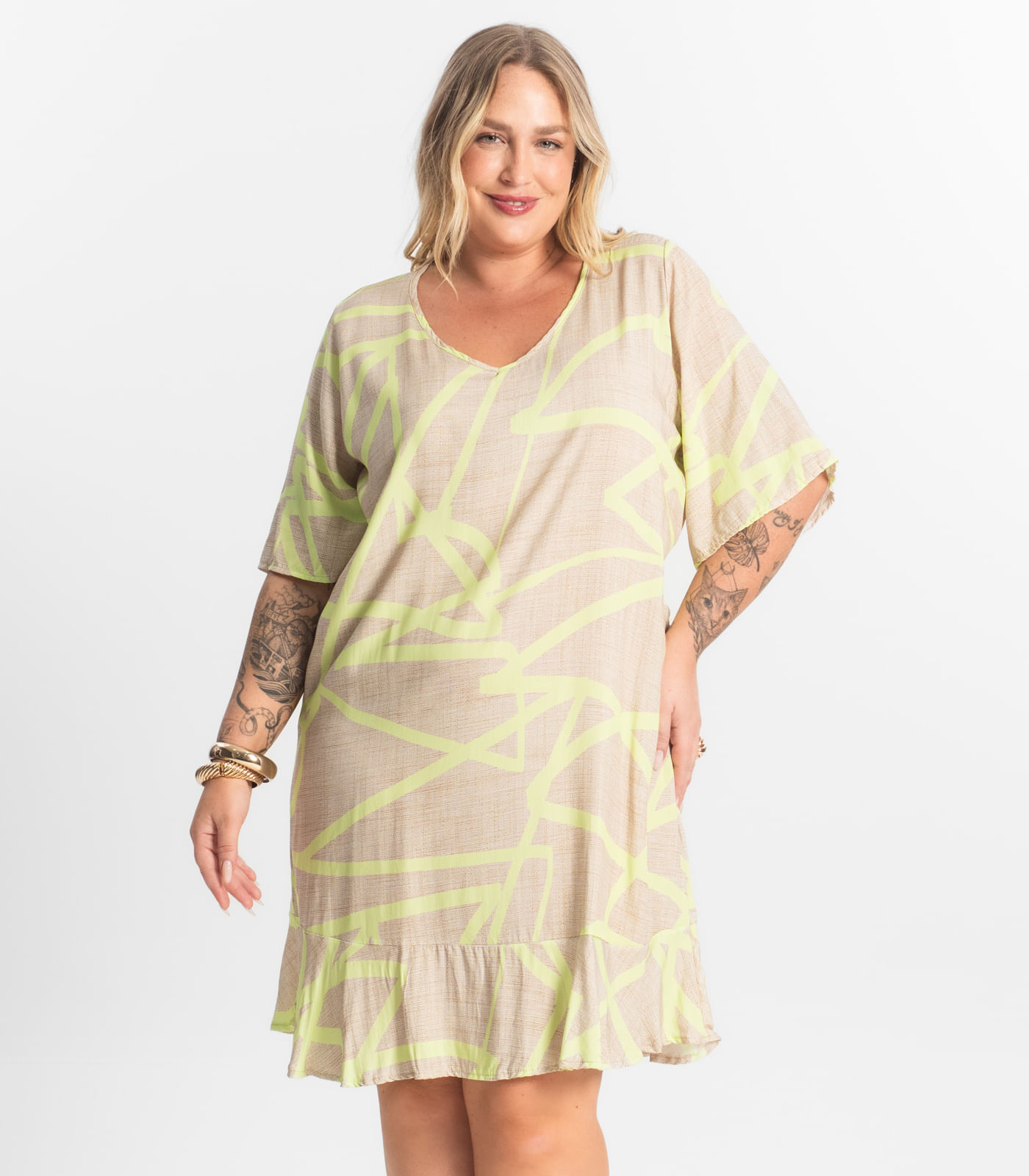 Vestido Curto Secret Glam Bege - Imagem 2