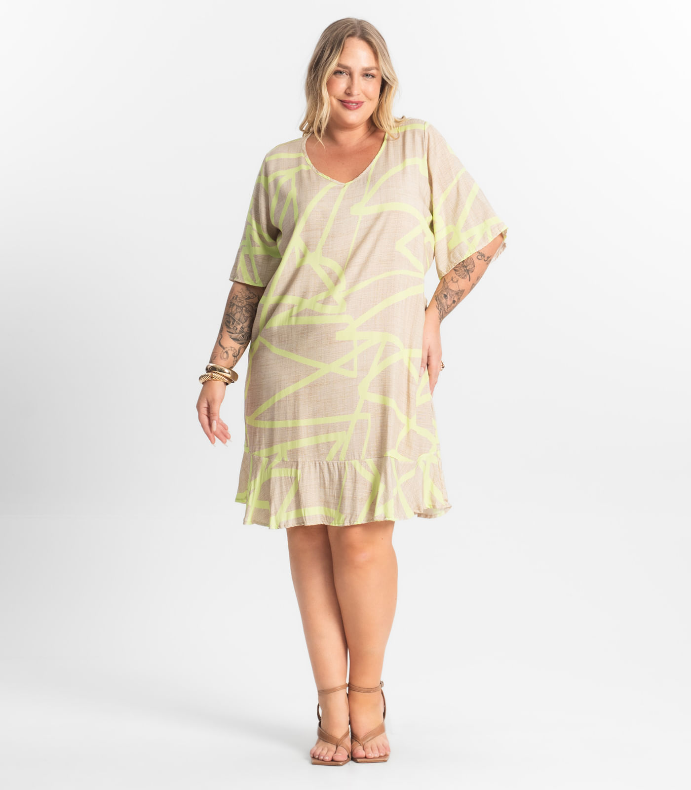 Vestido Curto Secret Glam Bege - Imagem 4