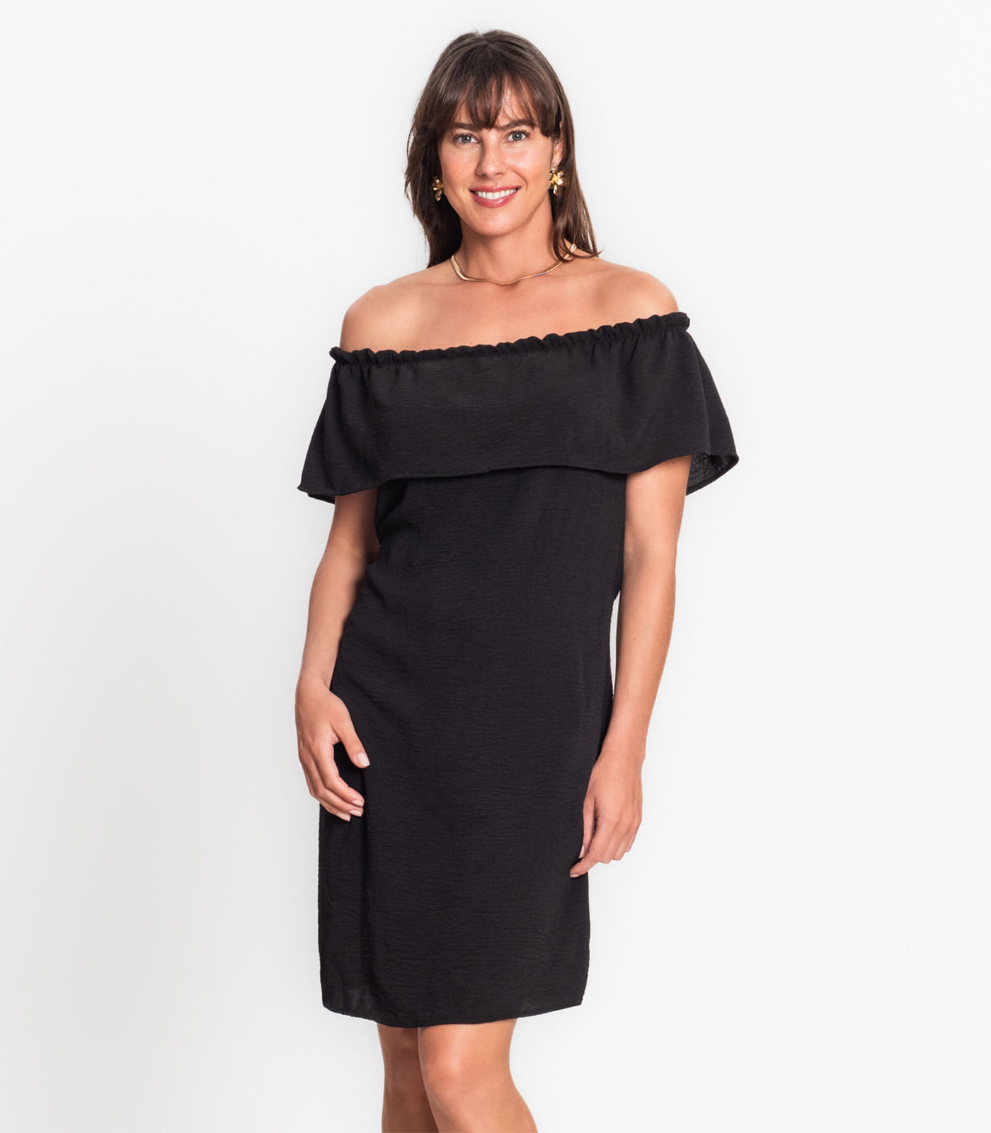 Vestido Ciganinha em Air Flow Rovitex Preto