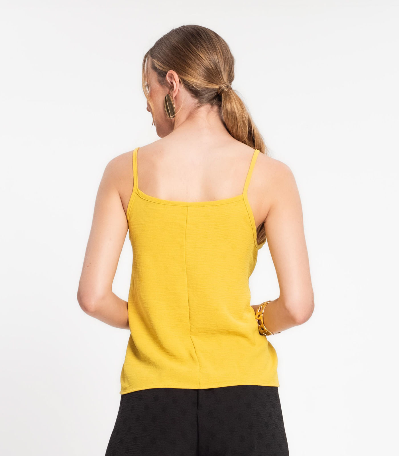 Blusa de Alça Regulável em Air Flow Poá Rovitex Amarelo - Imagem 6