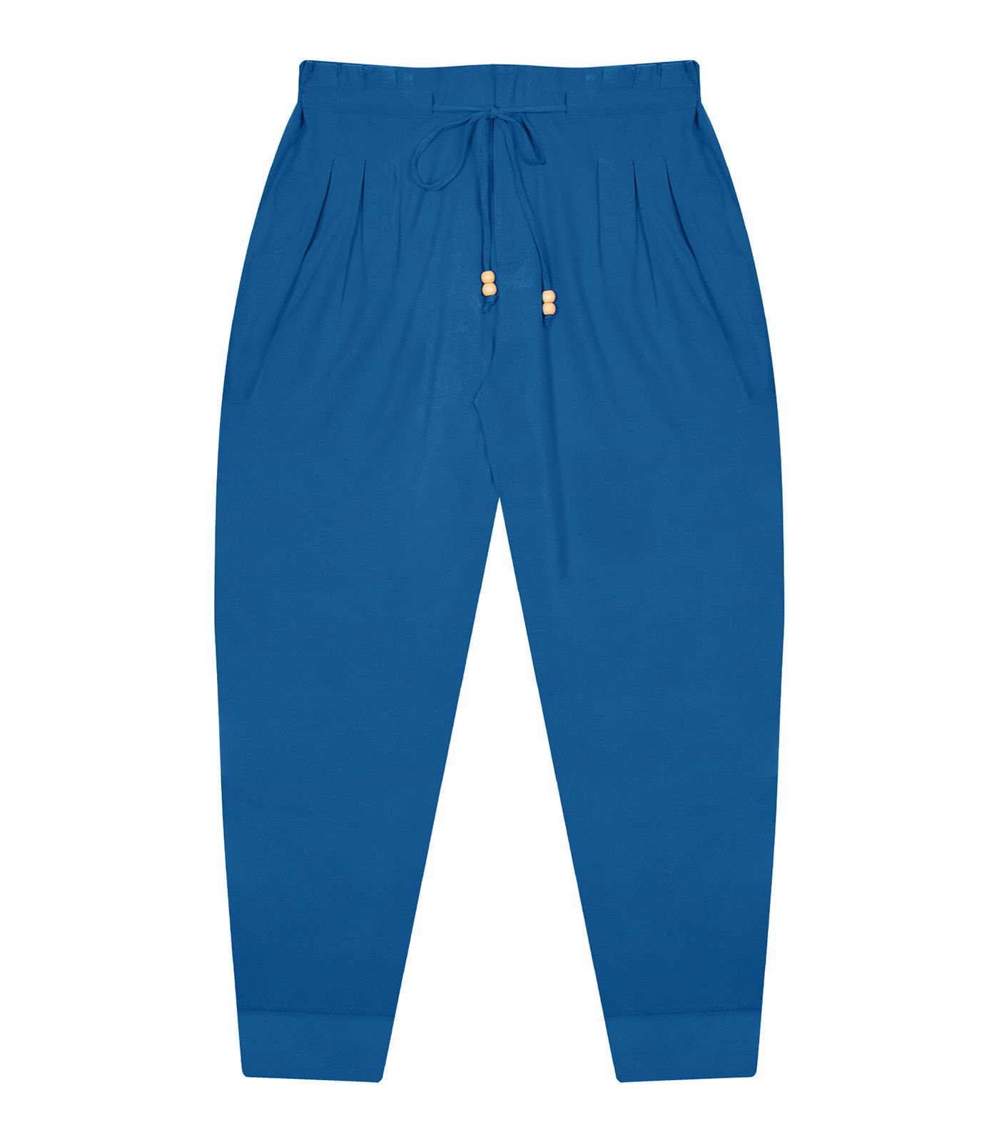 Calça Feminina Plus Size Com Pregas Secret Glam Azul