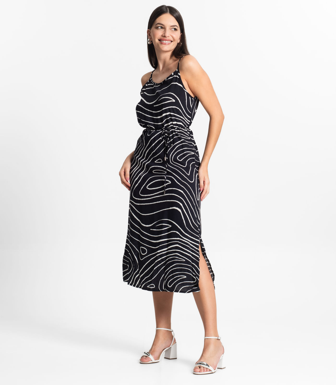 Vestido Midi Feminino Estampado Select Preto - Imagem 4