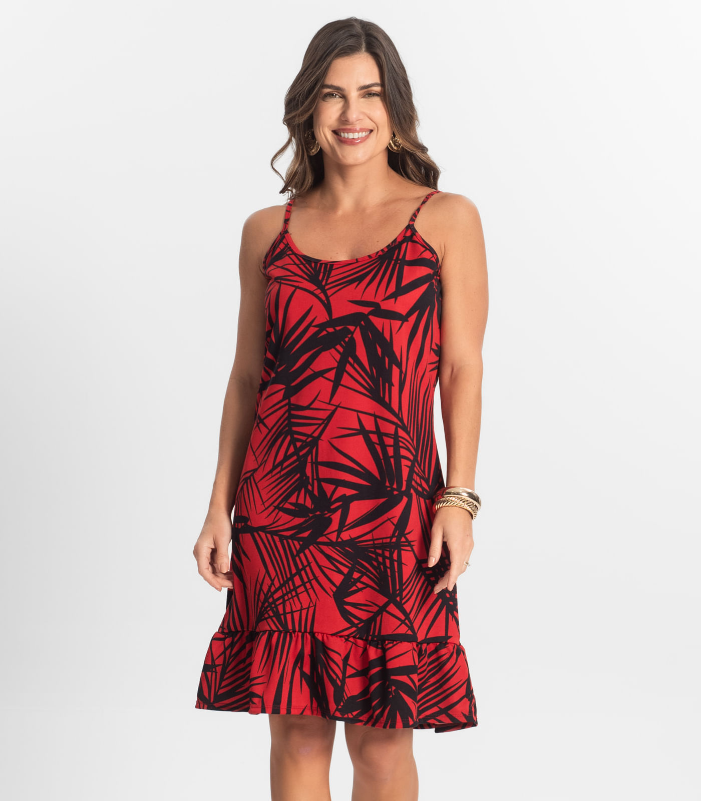 Vestido Curto Feminino Estampado Select Vermelho