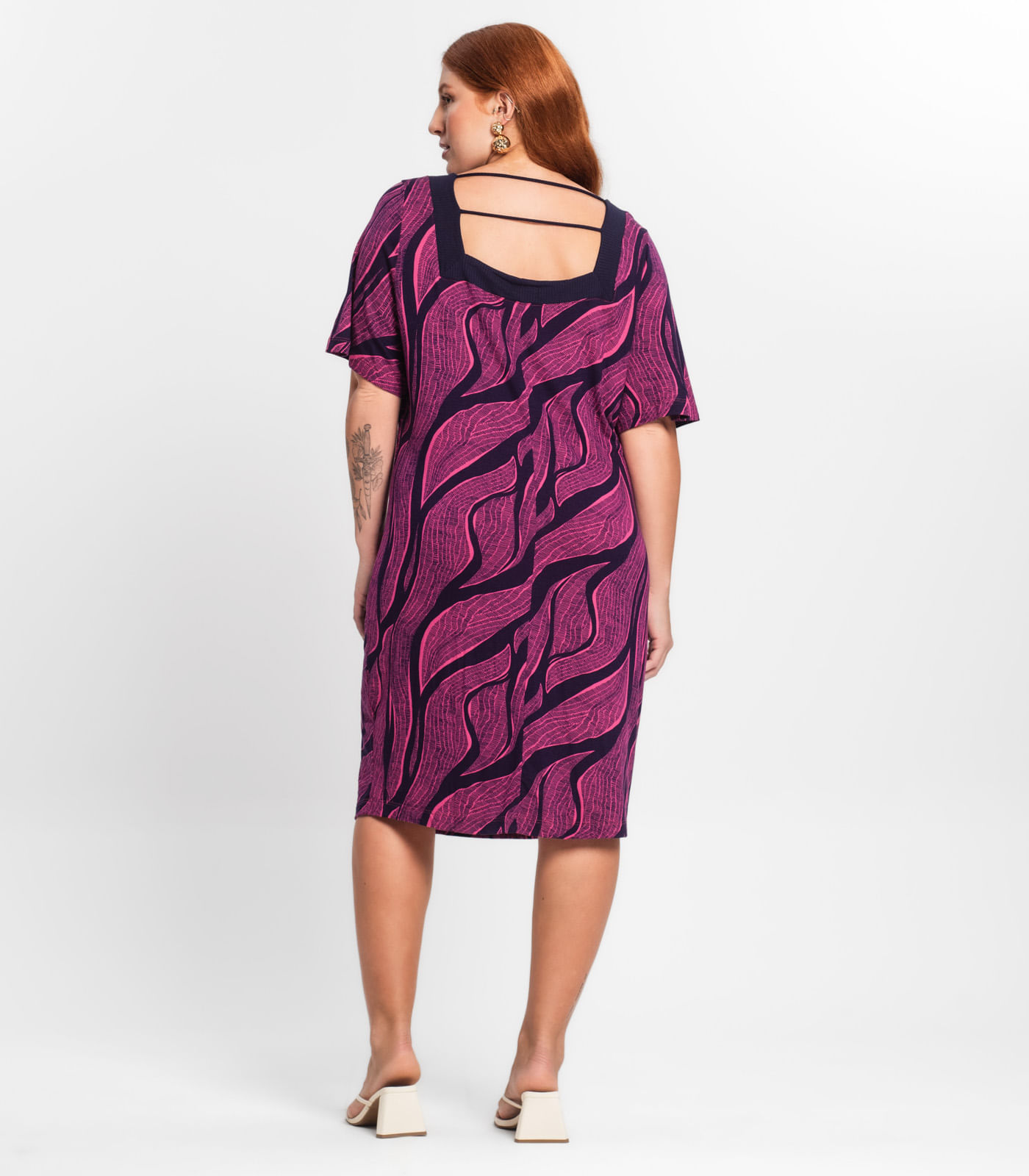 Vestido estampado select Rosa - Imagem 3