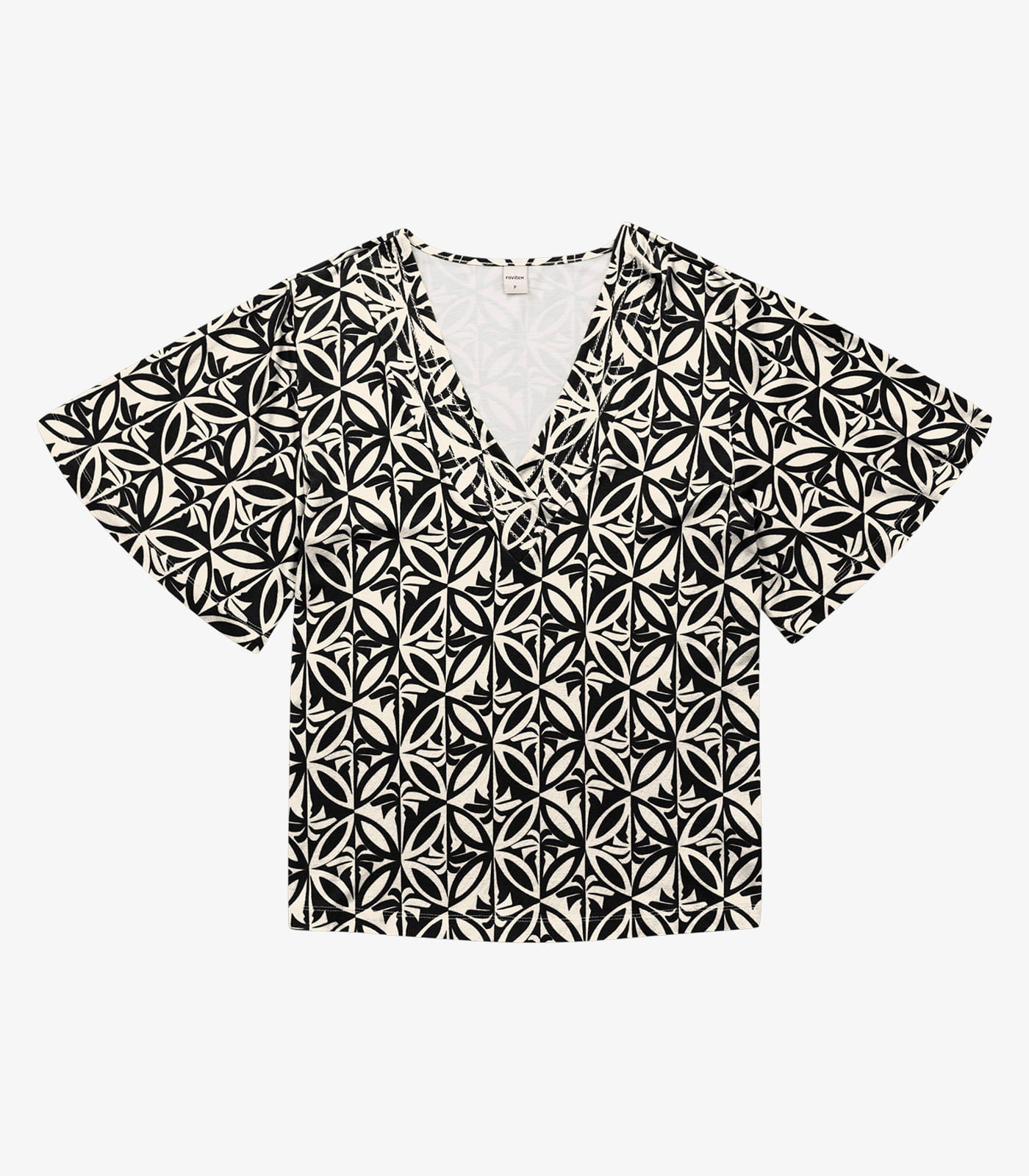 Blusa Feminina Estampada Godê Rovitex Preto - Imagem 5