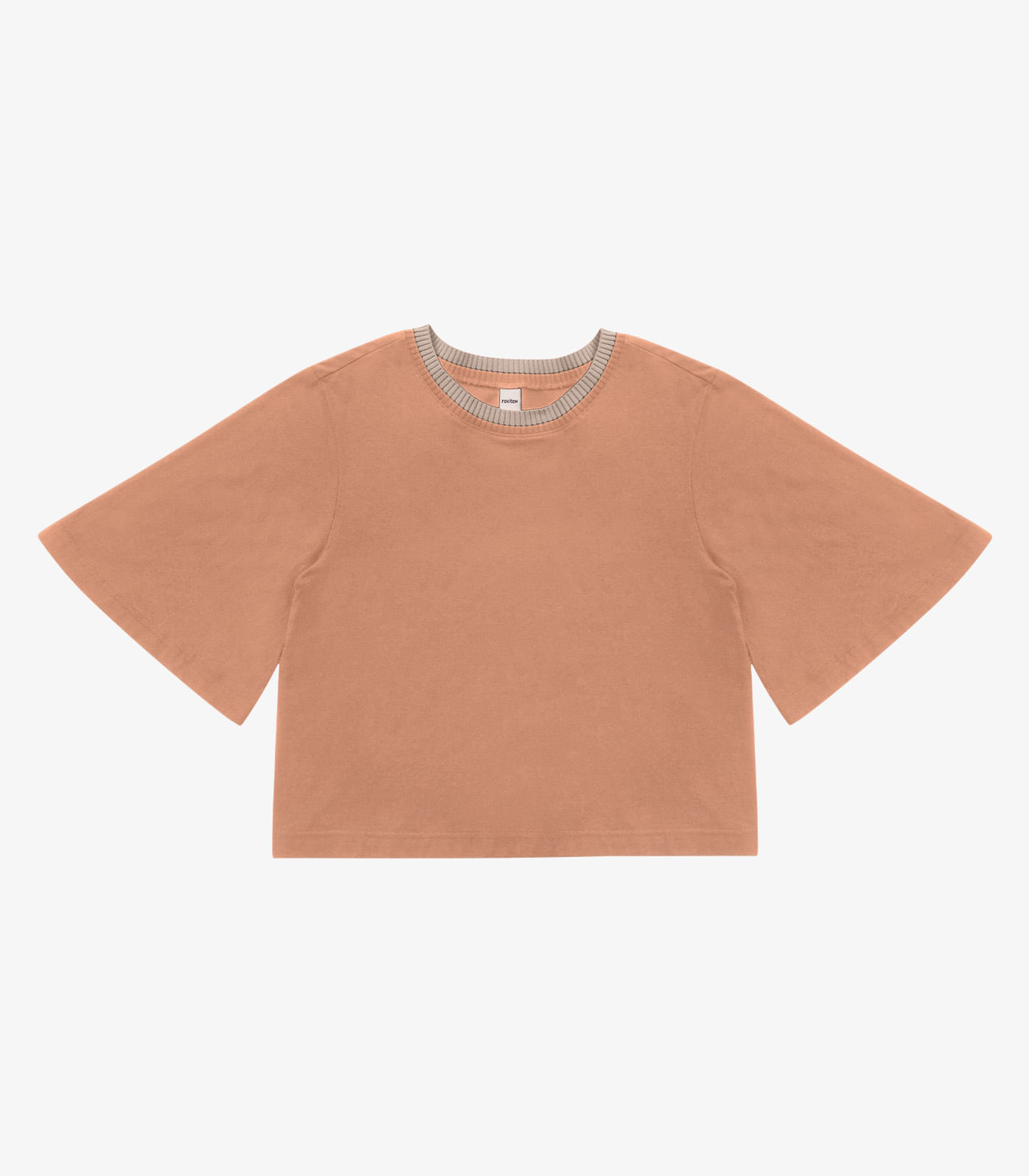 Camiseta Feminina Meia Malha Manga Fluída Rovitex Marrom - Imagem 5