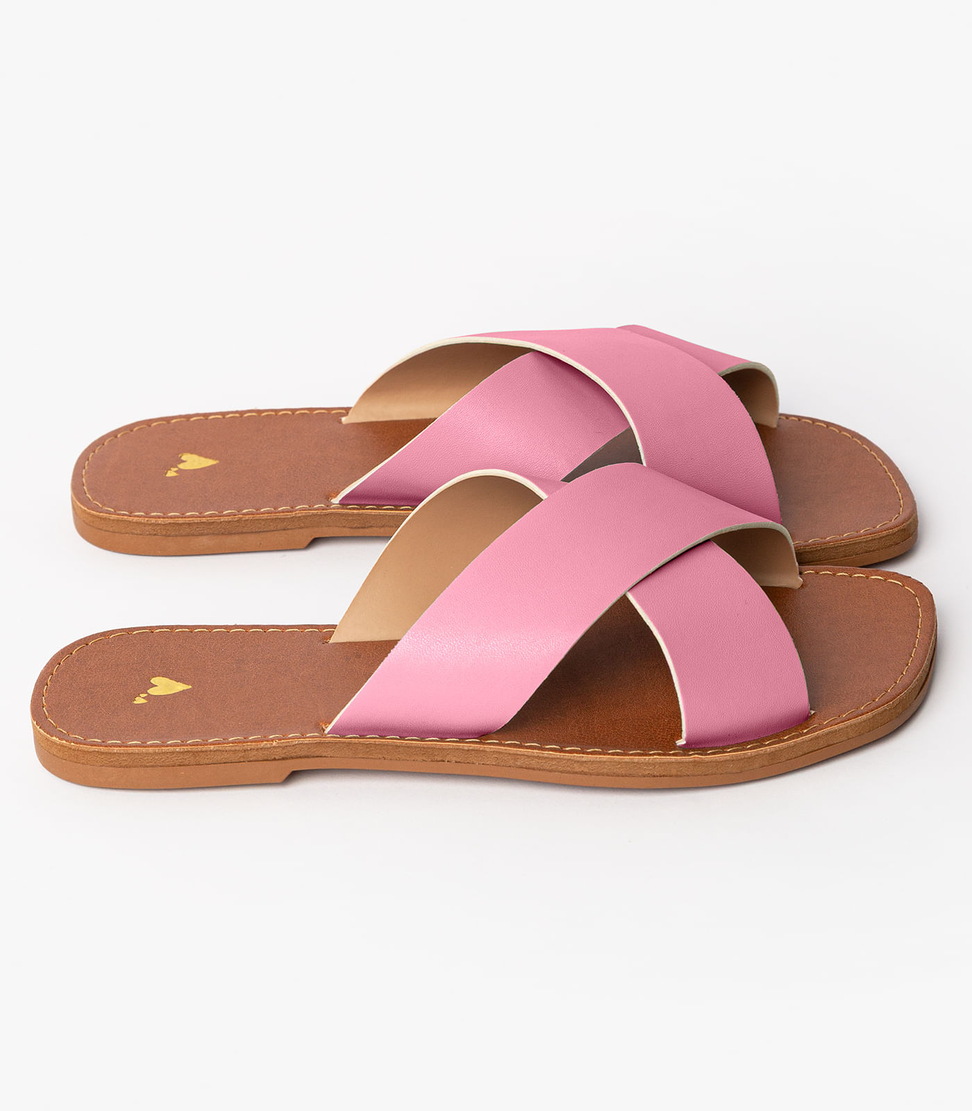 Sandália Rasteirinha Com Tiras Largas Select Rosa - Imagem 4