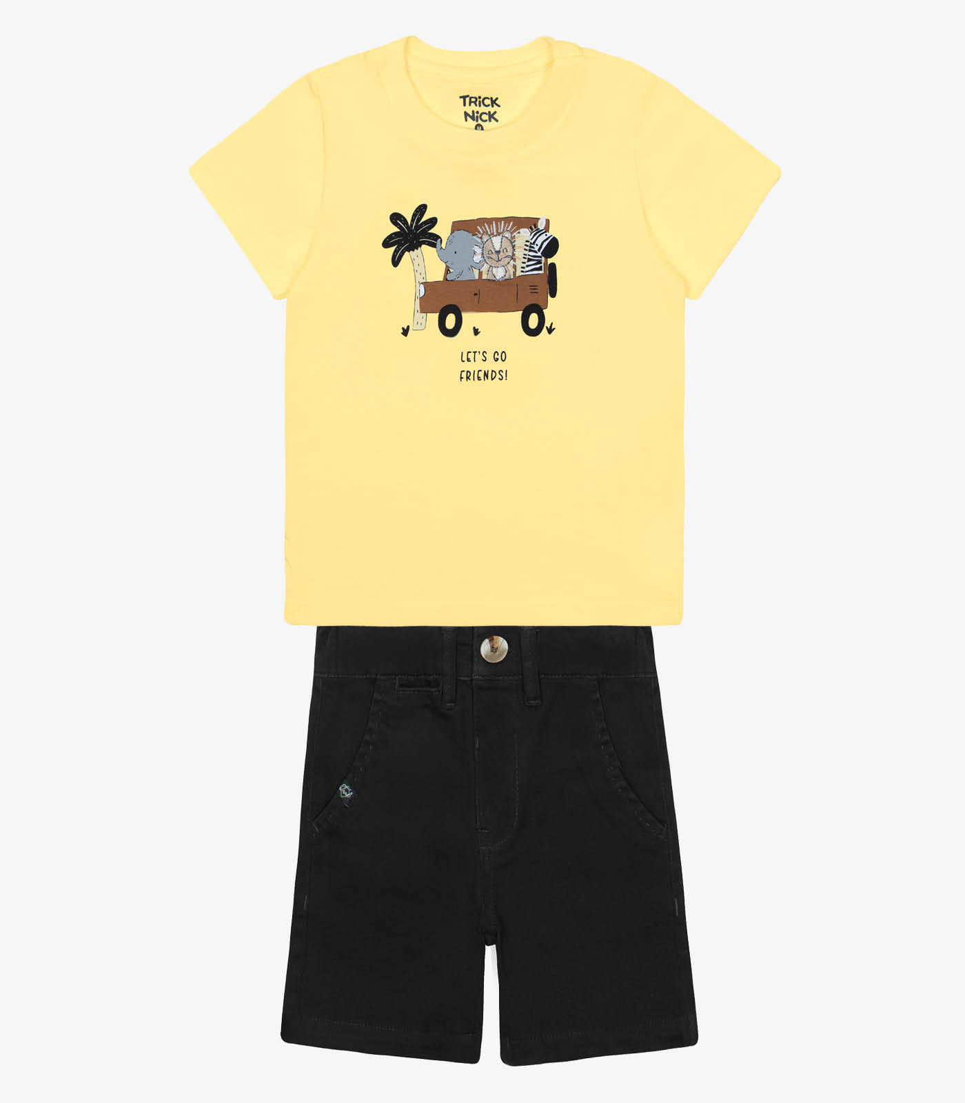 Conjunto Infantil Camiseta Com Bermuda Trick Nick Amarelo