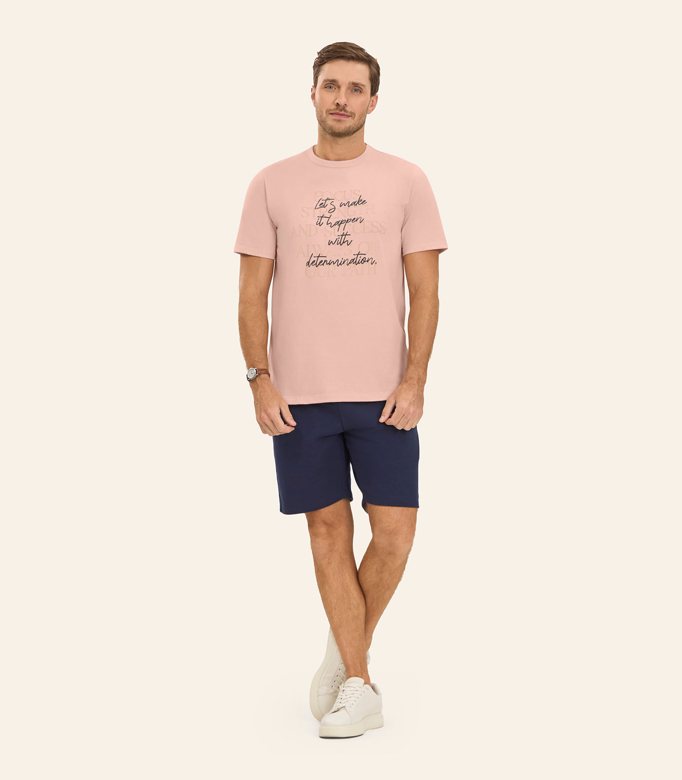 Camiseta Masculina em Meia Malha Diametro Rosa