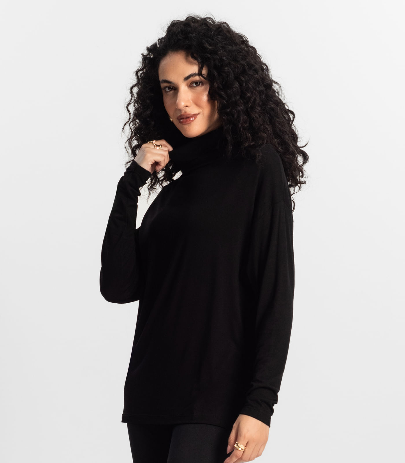 Blusa Manga Longa Feminino Rovitex Preto - Imagem 2