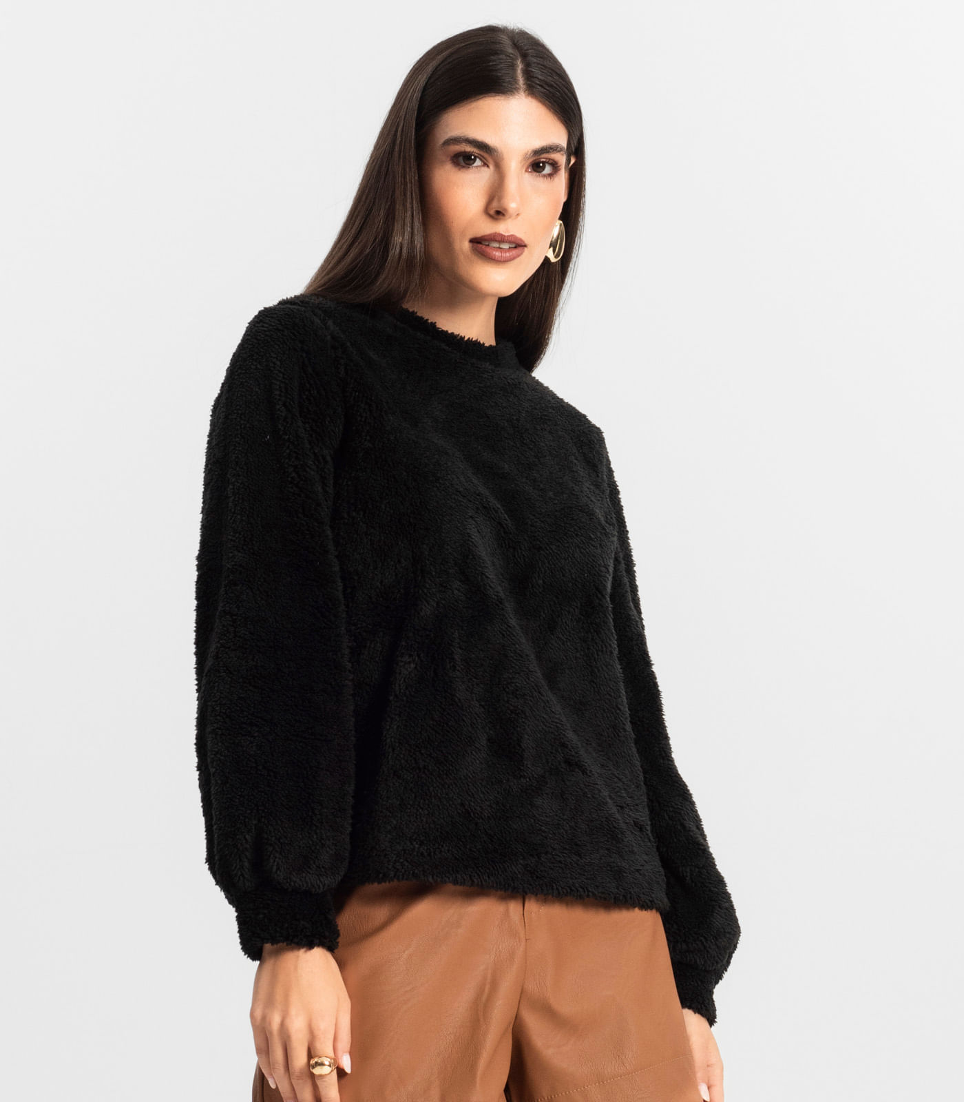 Blusão de Pelo Carneiro Feminino Endless Preto - Imagem 2