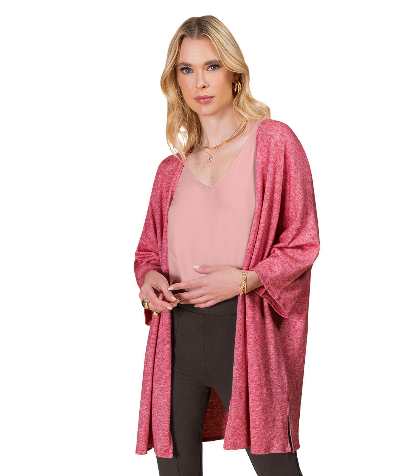 Cardigan Alongado Rovitex Vermelho