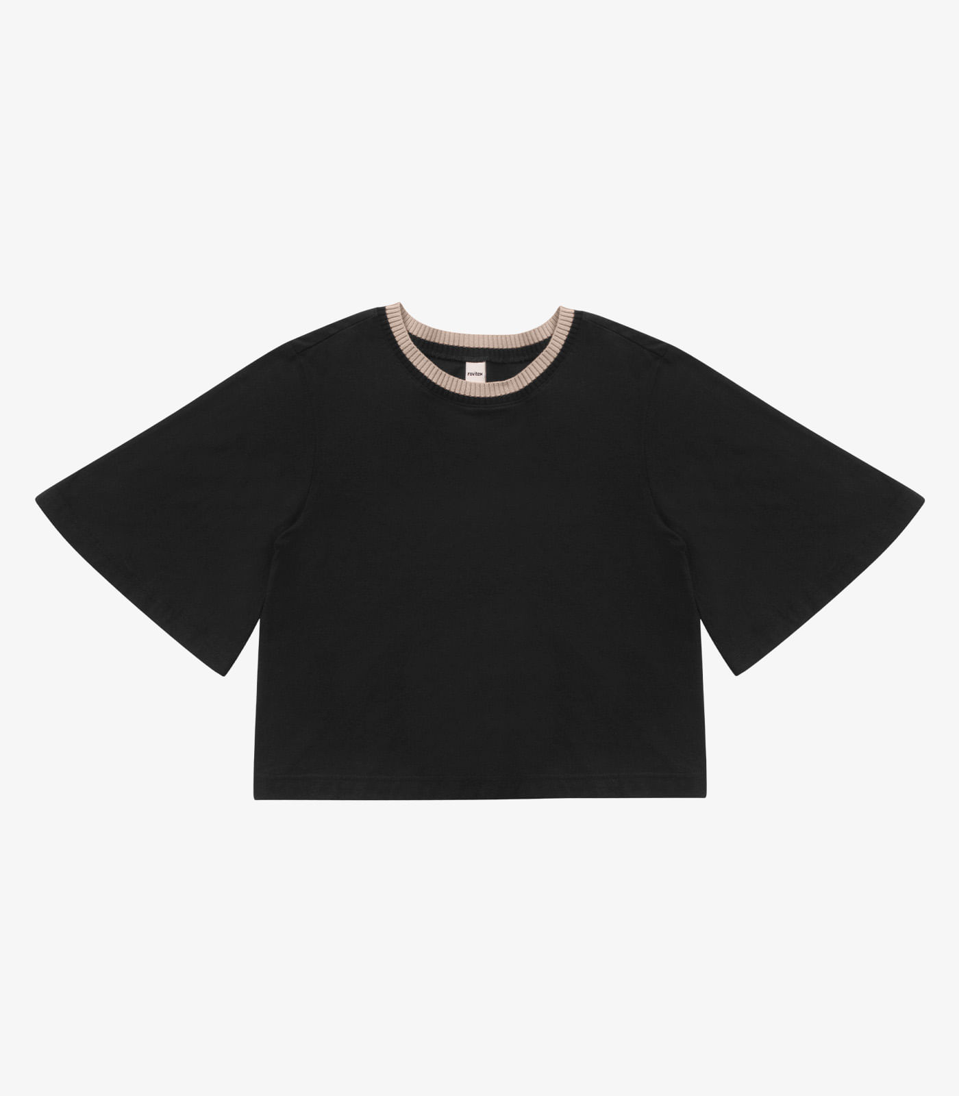 Camiseta Feminina Meia Malha Manga Fluída Rovitex Preto - Imagem 2