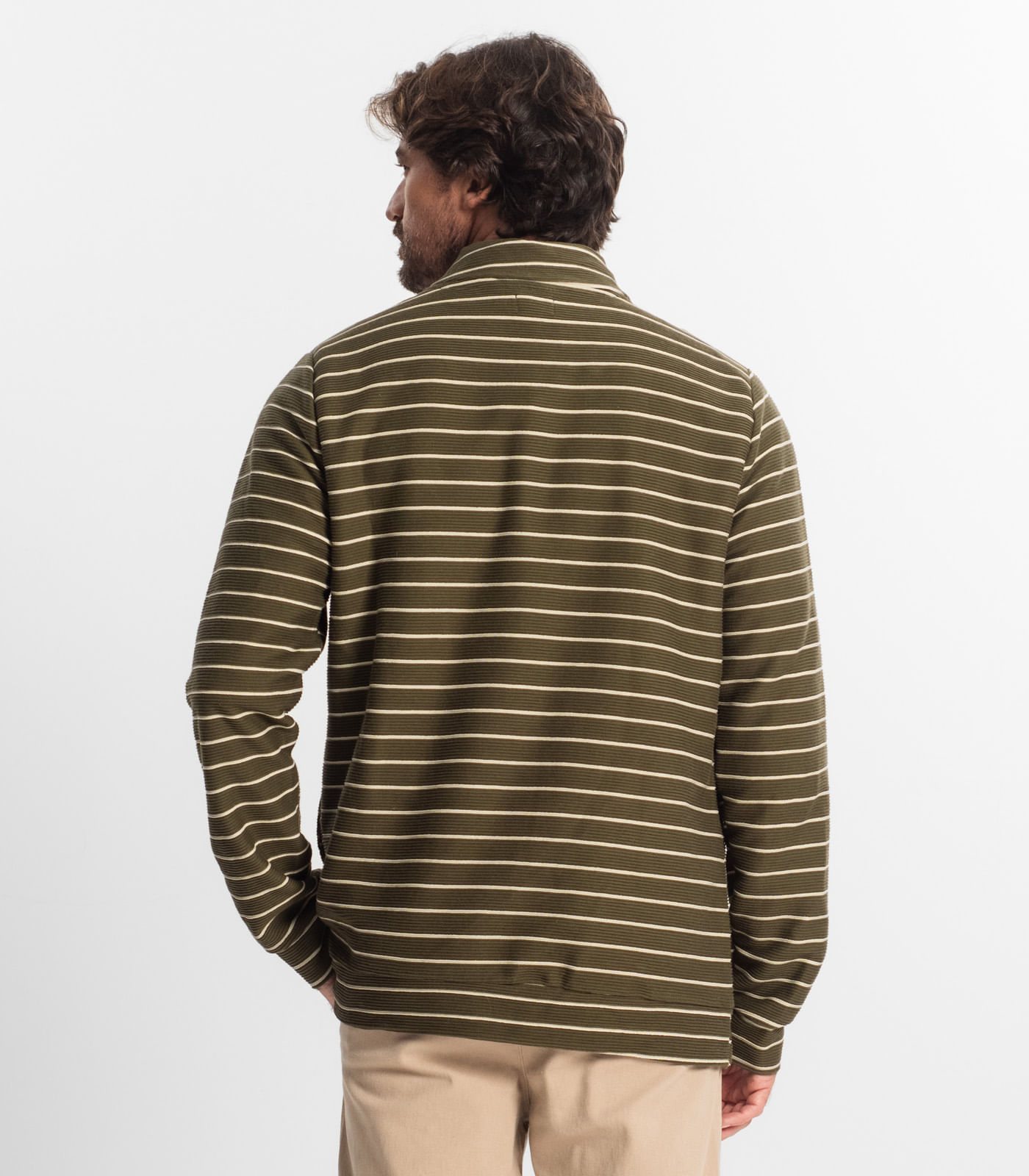 Blusão Masculino Moletinho Listrado Diametro Verde - Imagem 3