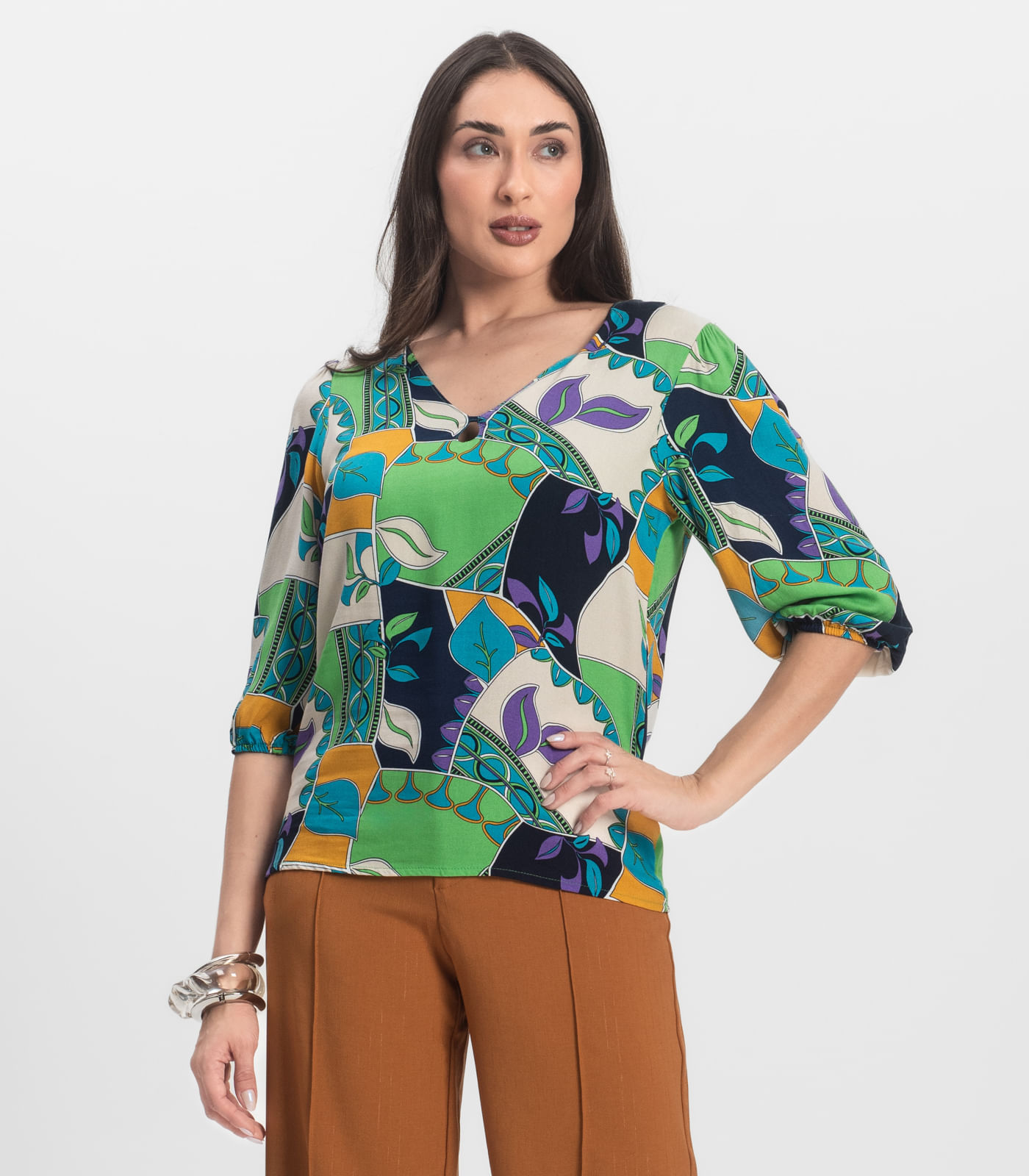 Blusa Manga Curta Infinita Cor Verde