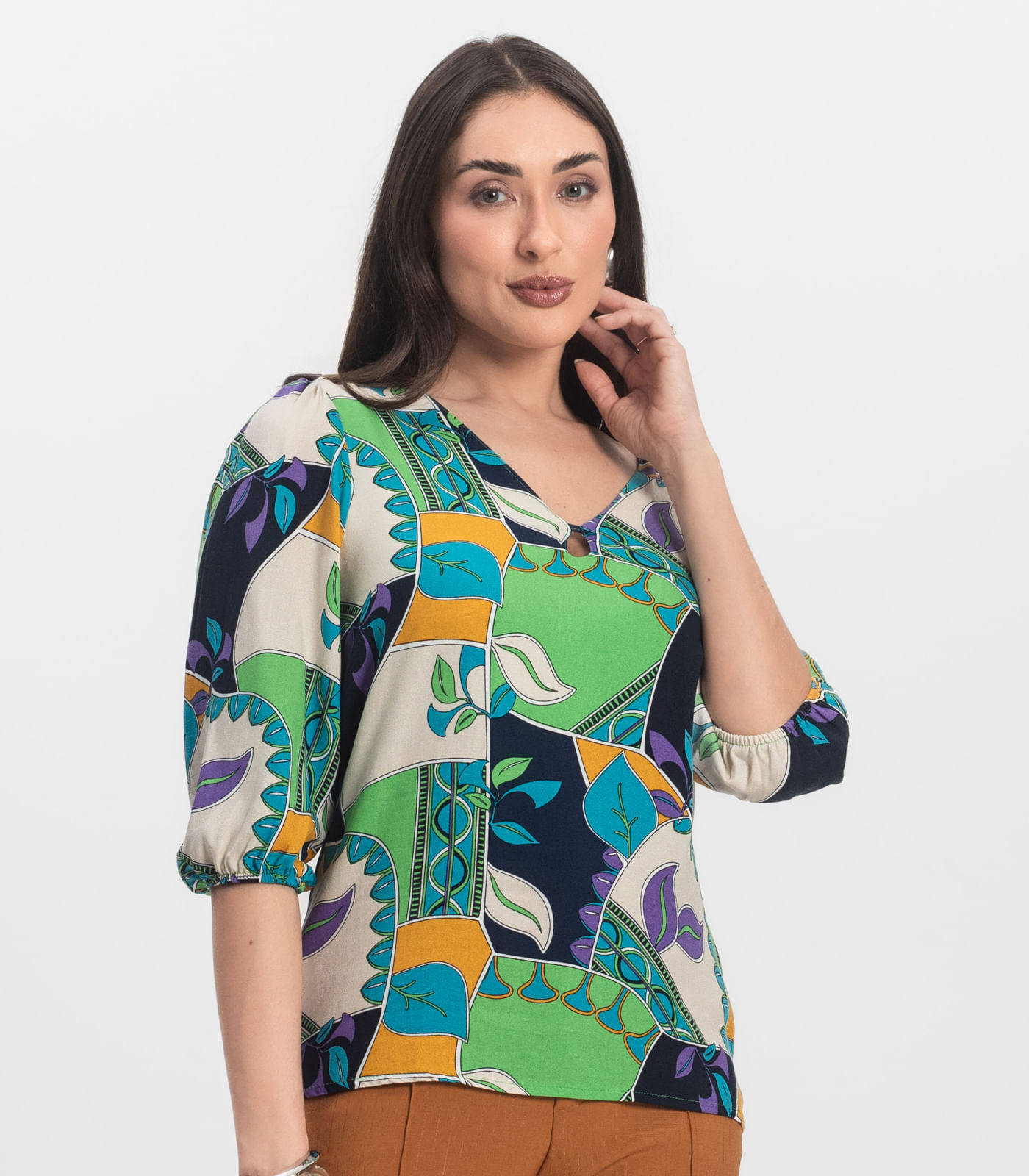 Blusa Manga Curta Infinita Cor Verde - Imagem 2