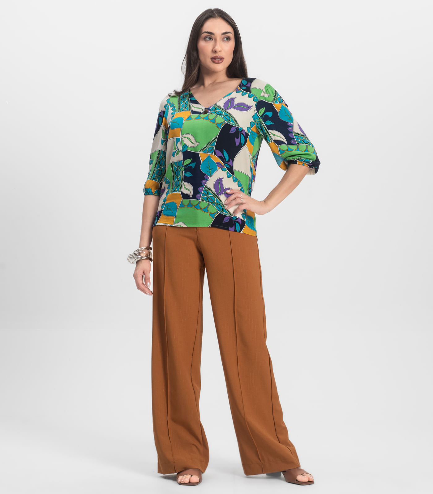 Blusa Manga Curta Infinita Cor Verde - Imagem 4