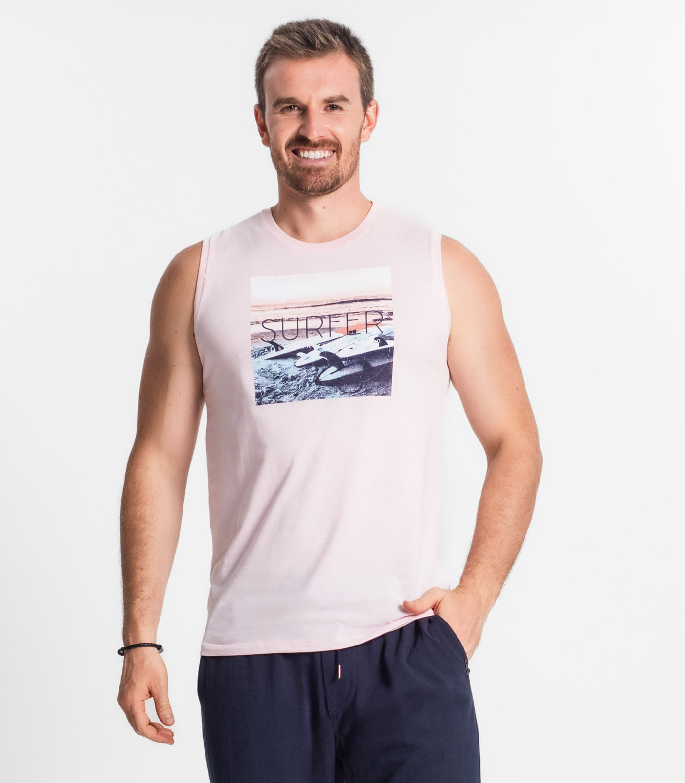 Regata Masculina Estampada Diametro Rosa