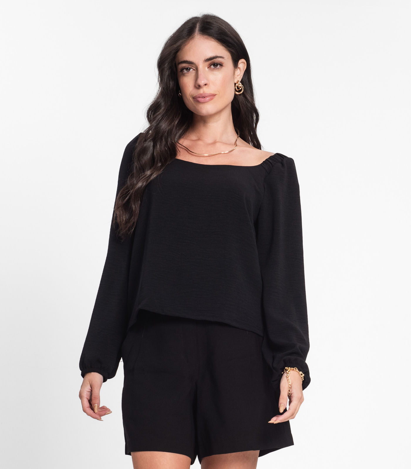 Blusa Feminina Manga 7/8 Rovitex Preto