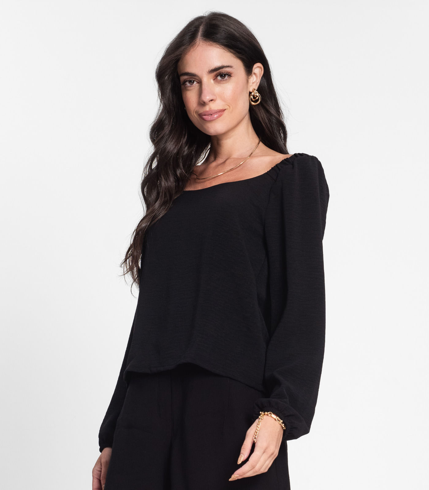 Blusa Feminina Manga 7/8 Rovitex Preto - Imagem 2