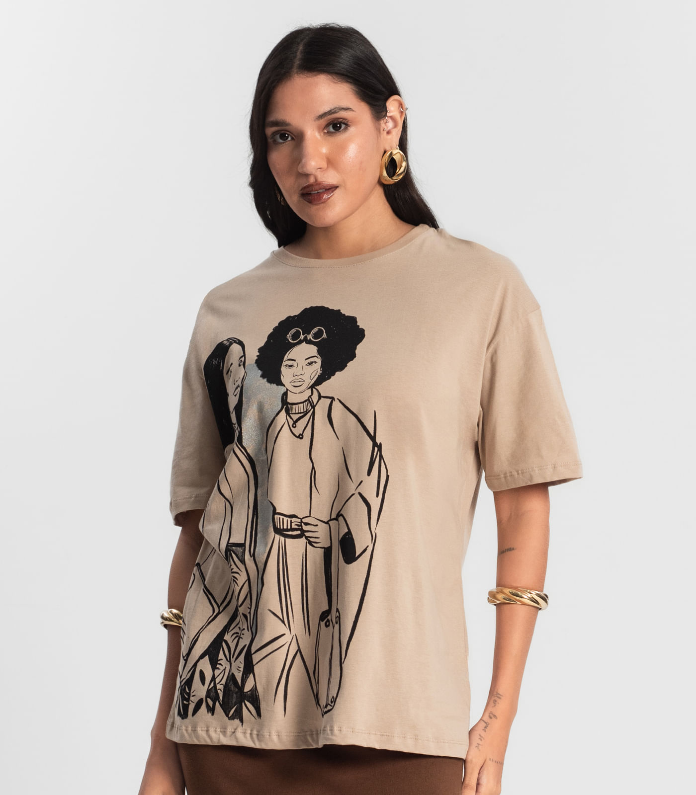 Blusa T- Shirt Feminina Rovitex Marrom - Imagem 2