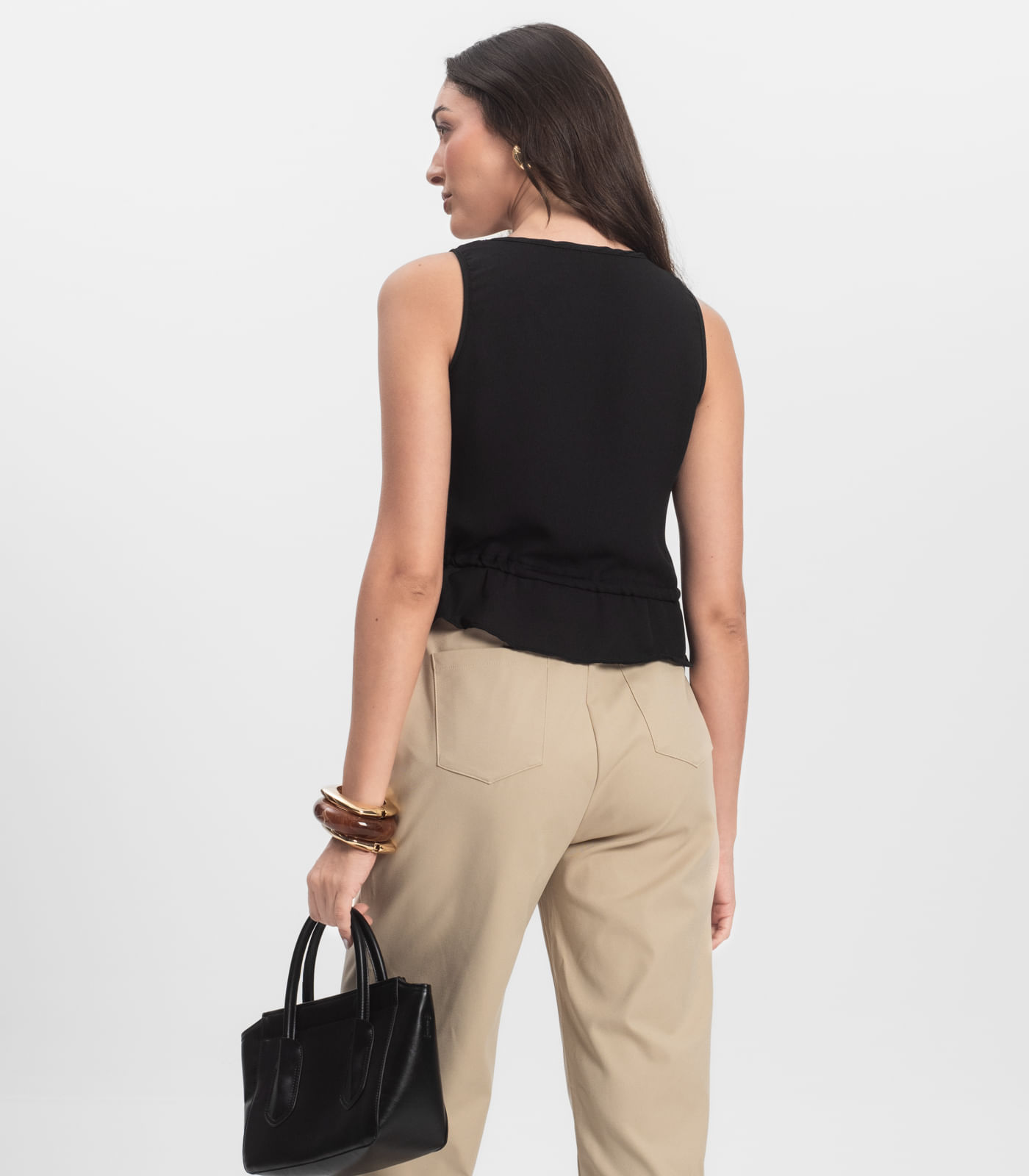 Regata Feminina em Crepe Infinita Cor Preto - Imagem 3