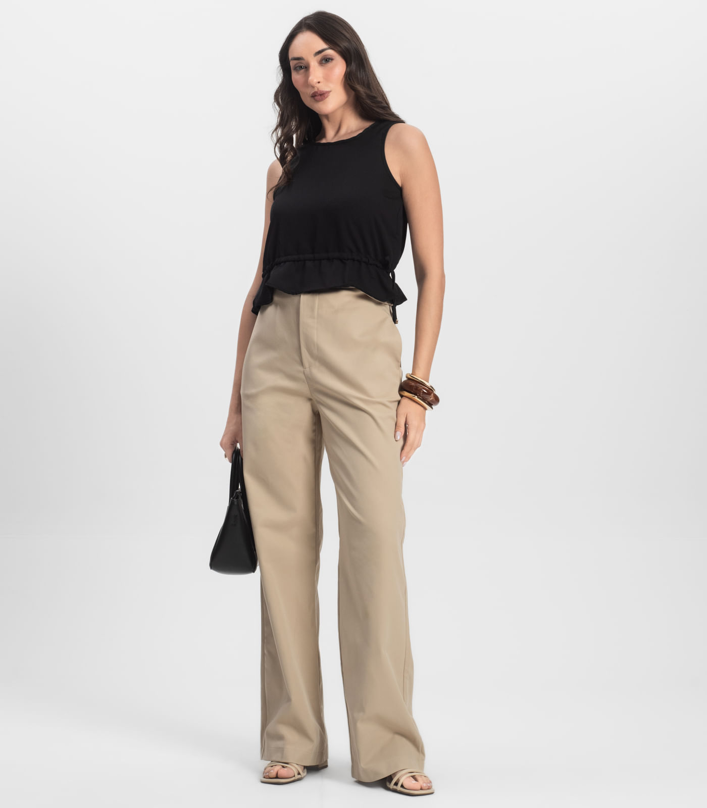 Regata Feminina em Crepe Infinita Cor Preto - Imagem 4