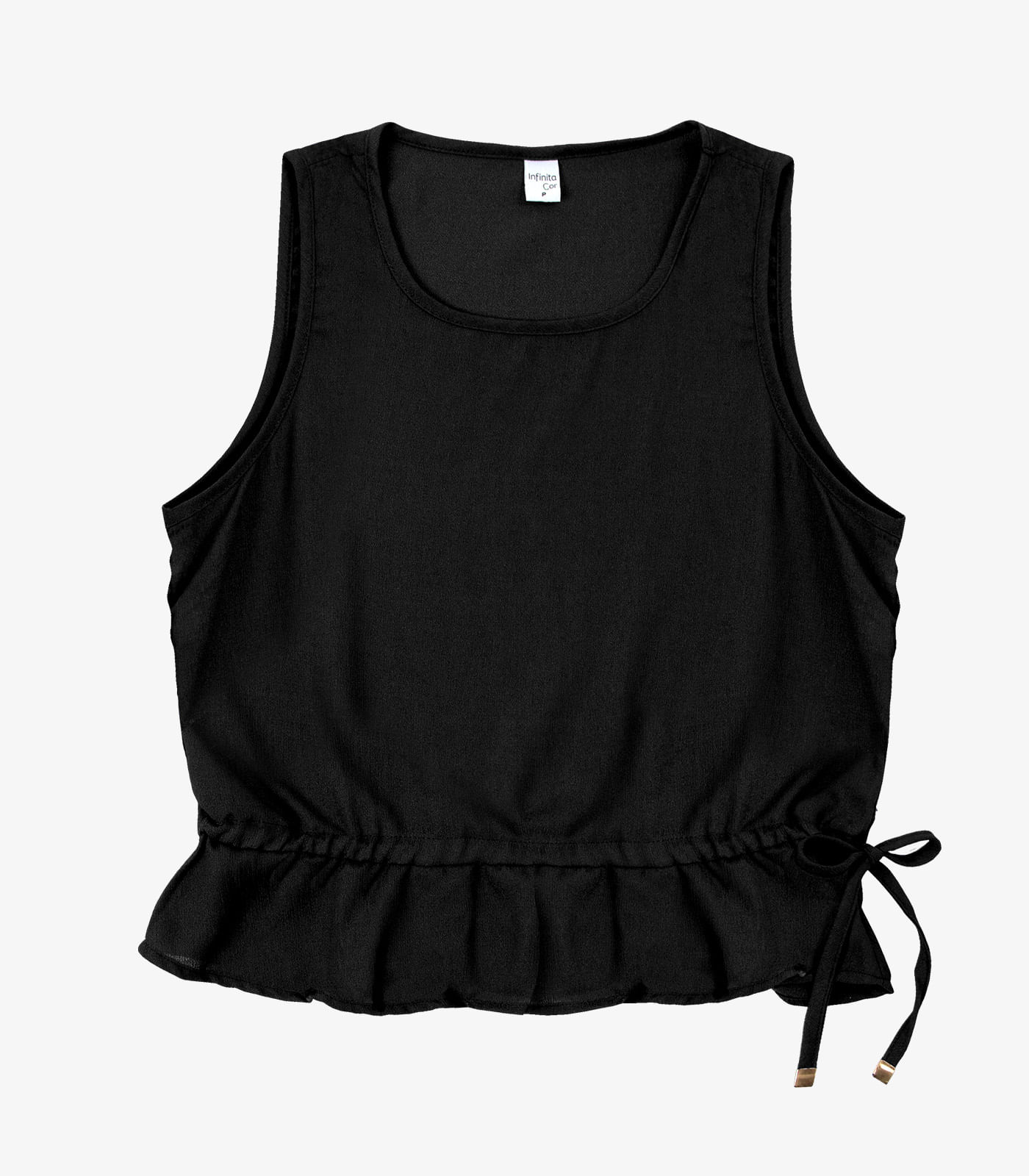 Regata Feminina em Crepe Infinita Cor Preto - Imagem 5