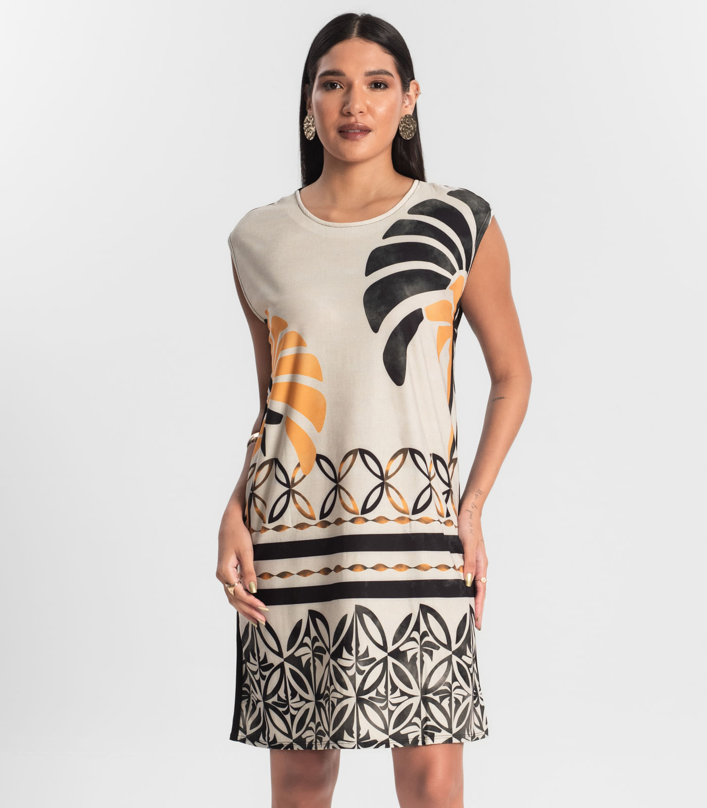 Vestido Feminino Curto Estampado Preto - Imagem 2