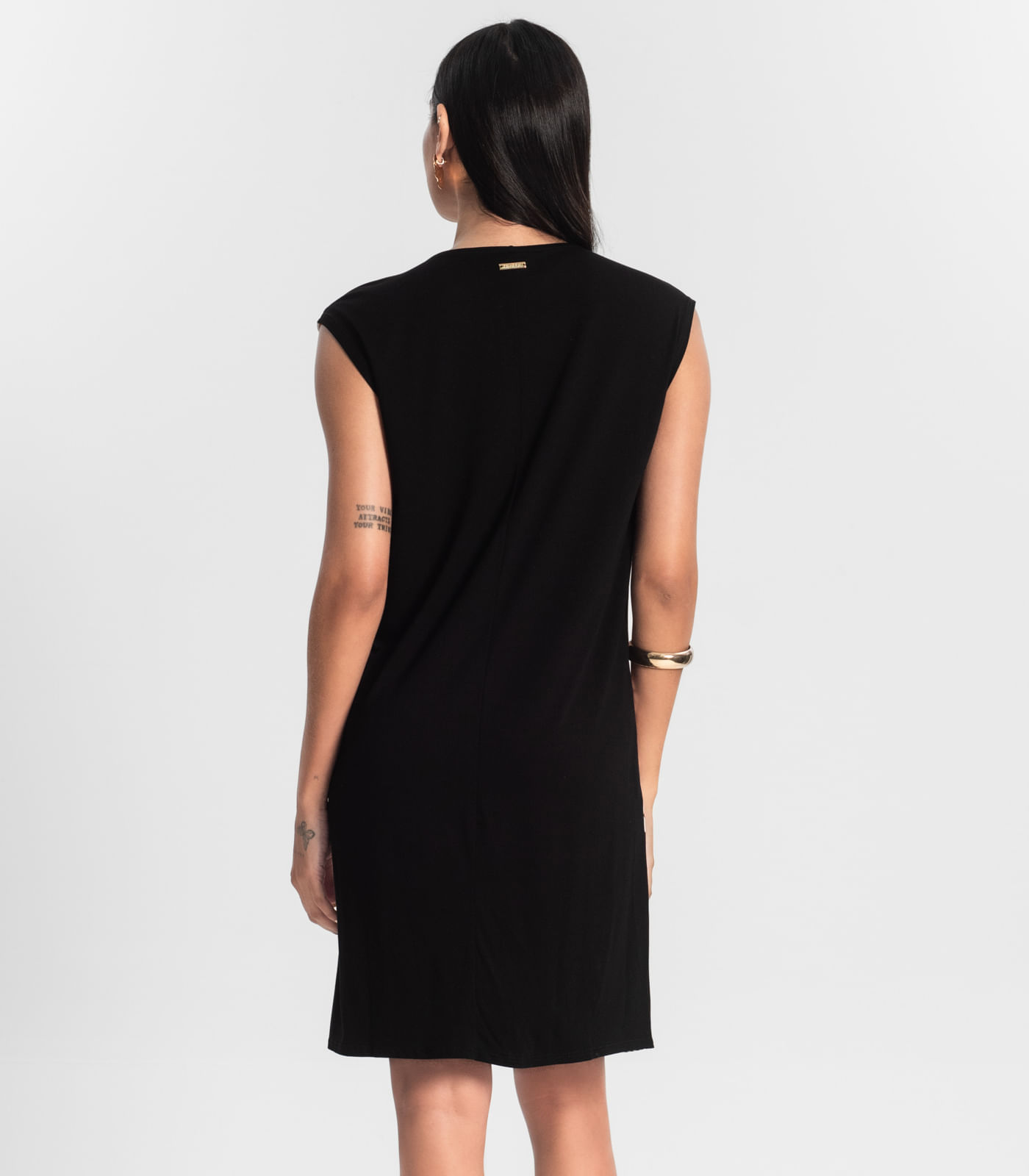 Vestido Feminino Curto Estampado Preto - Imagem 3