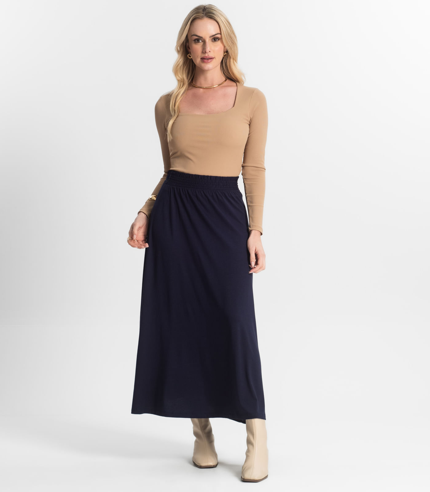 Saia Midi Feminina Select Azul - Imagem 4