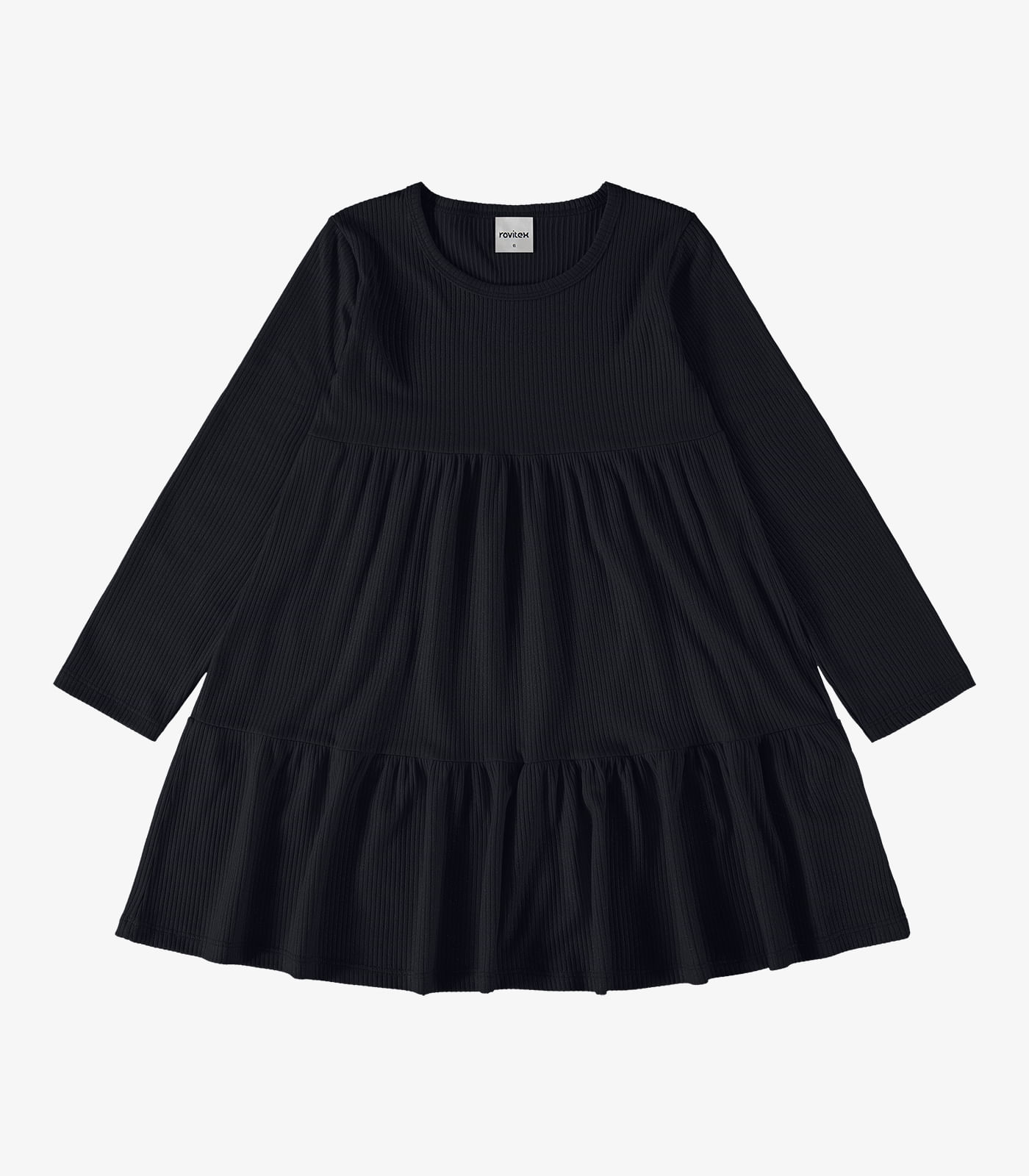 Vestido Infantil Manga Longa Canelado Rovi Kids Preto - Imagem 5