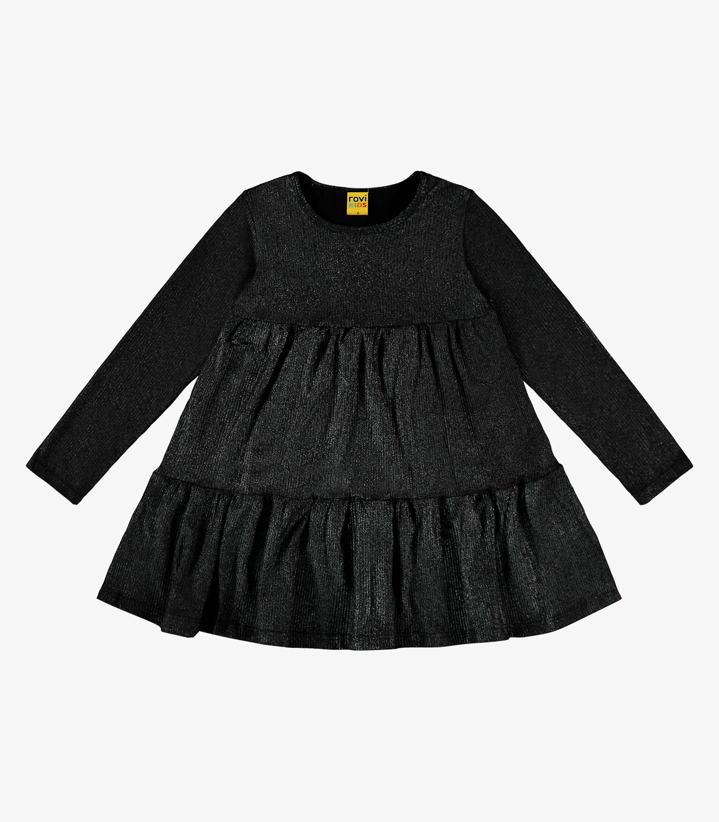 Vestido Infantil Manga Longa Canelado Rovi Kids Preto - Imagem 6