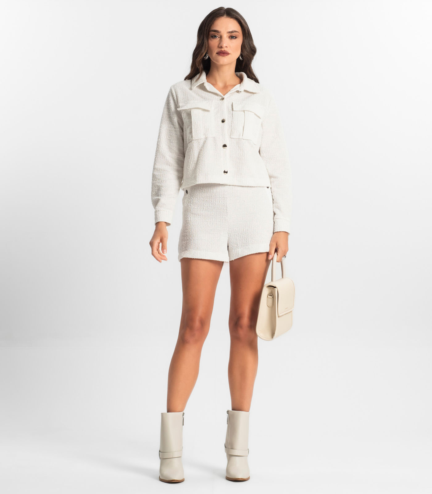 Casaco Feminino De Tweed Shine Endless Branco - Imagem 4