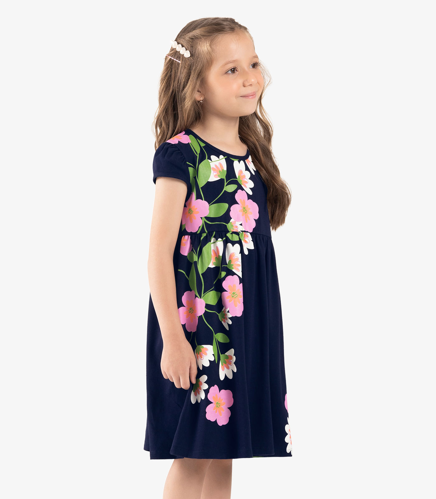Vestido Infantil Manga Curta Rovi Kids Azul - Imagem 2
