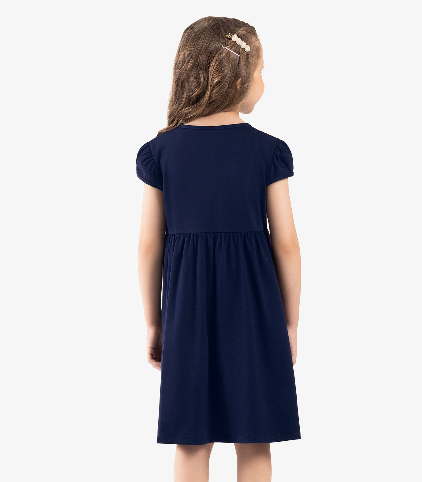 Vestido Infantil Manga Curta Rovi Kids Azul - Imagem 3
