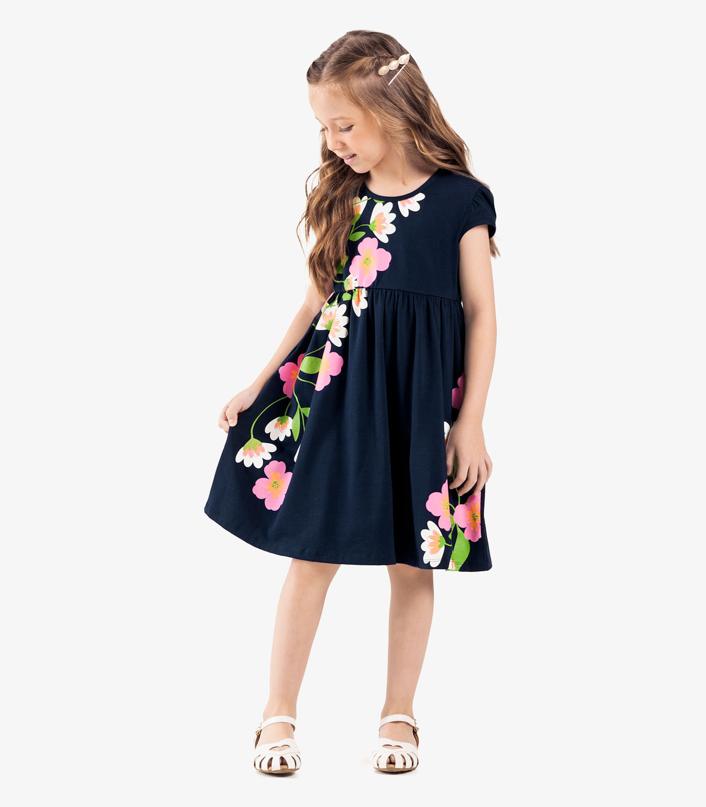 Vestido Infantil Manga Curta Rovi Kids Azul - Imagem 4