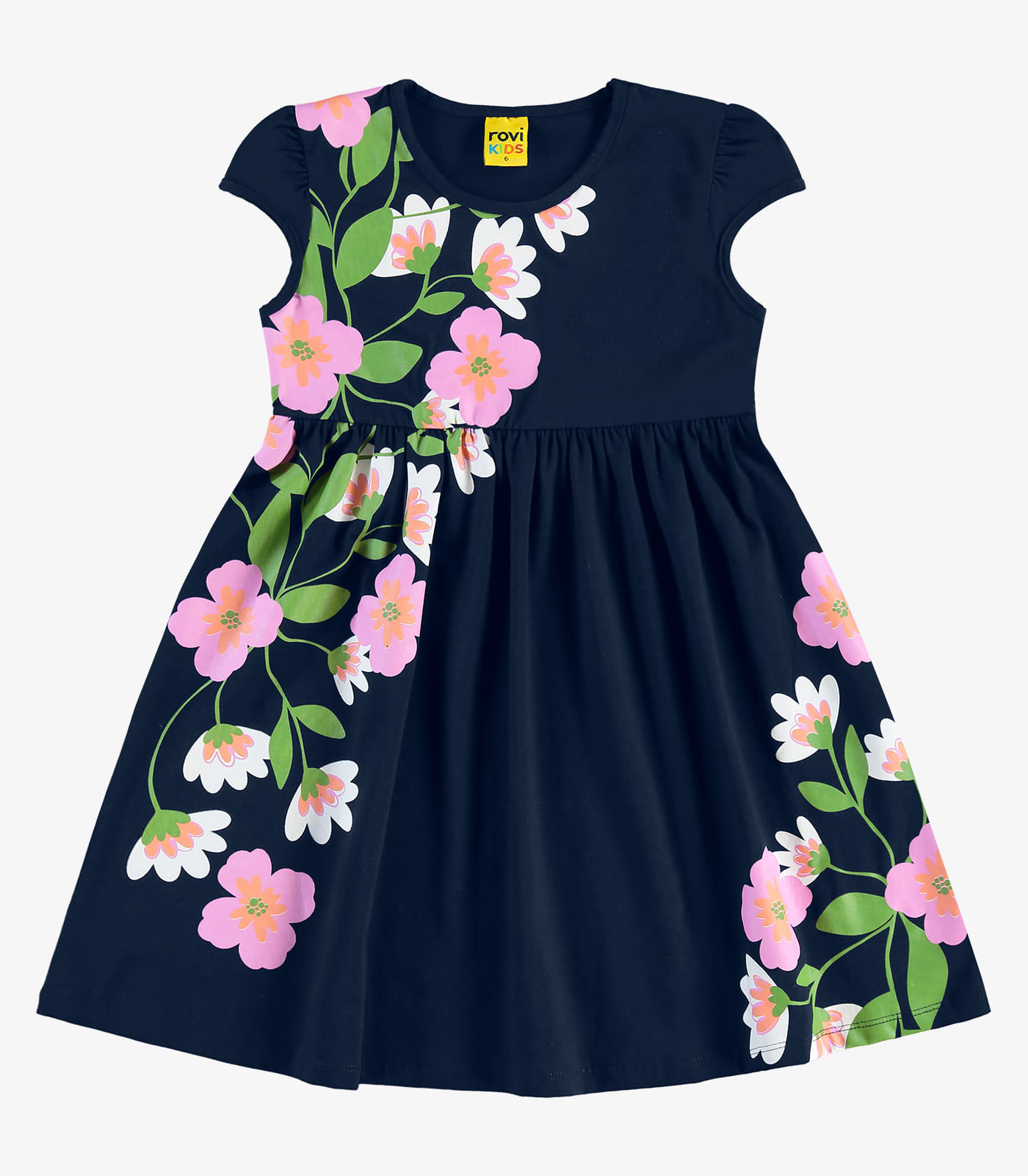 Vestido Infantil Manga Curta Rovi Kids Azul - Imagem 5