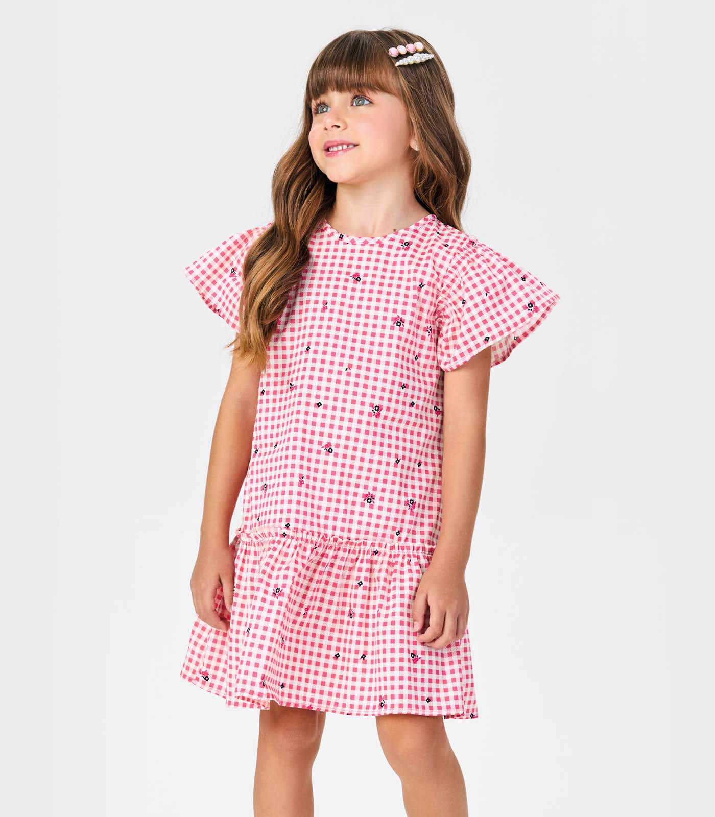 Vestido Popeline Estampado Trick Nick Rosa