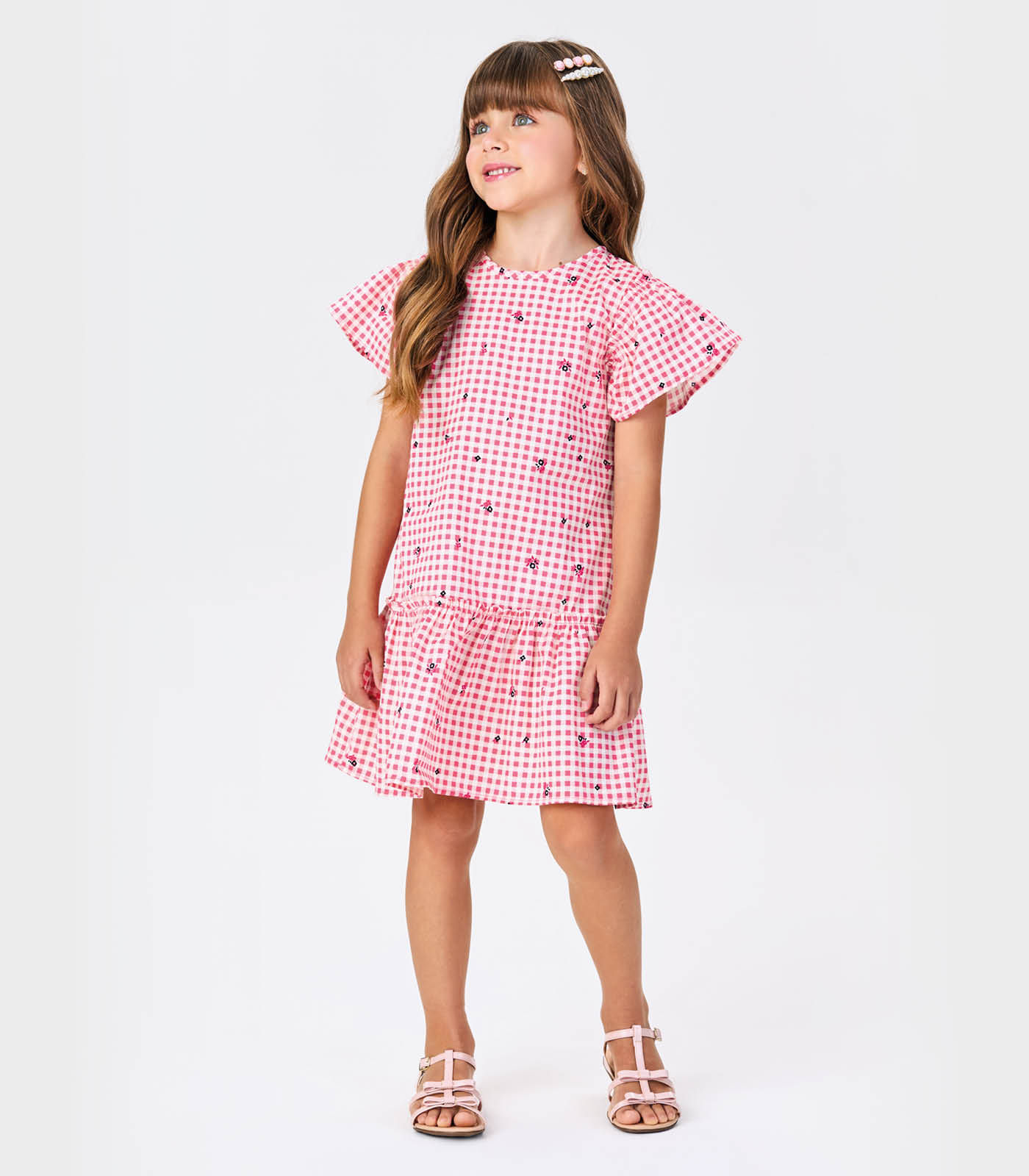 Vestido Popeline Estampado Trick Nick Rosa - Imagem 4