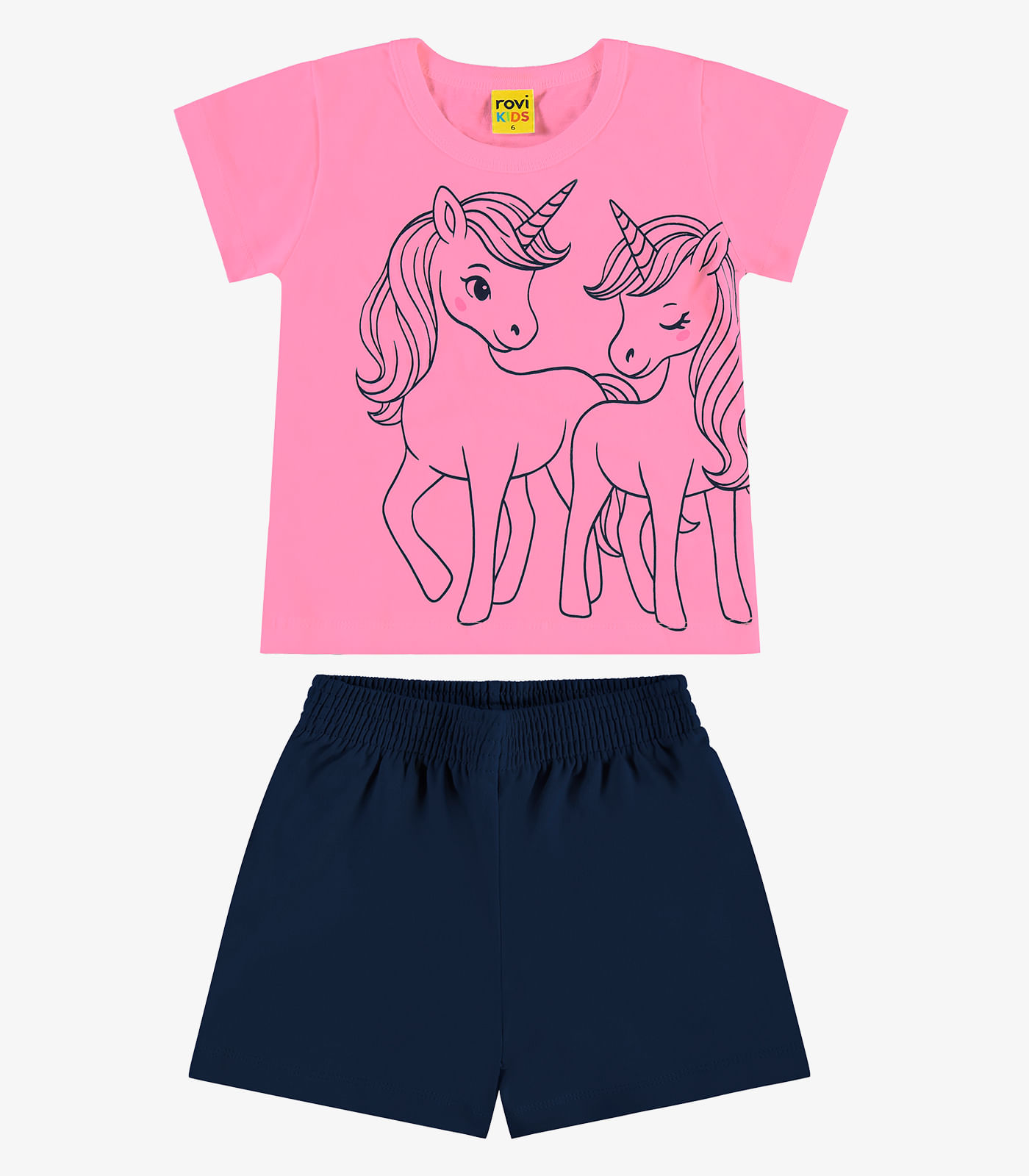 Conjunto Infantil Blusa Com Shorts Rovi Kids Rosa
